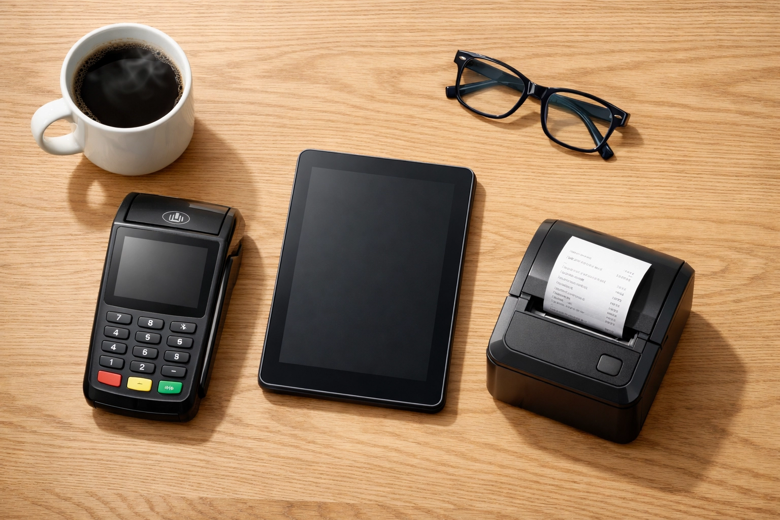 Comparing different EPOS system hardware like card terminals and printers for small businesses.