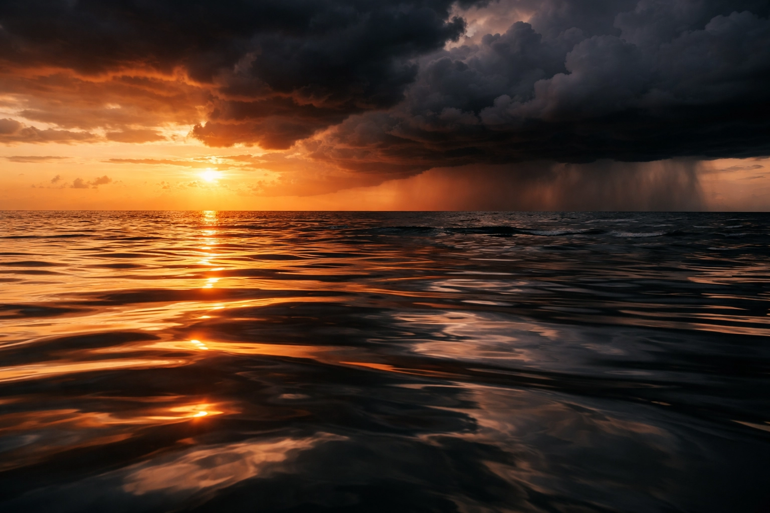 Calm sea with looming storm clouds illustrating hidden risks of private equity in market crises