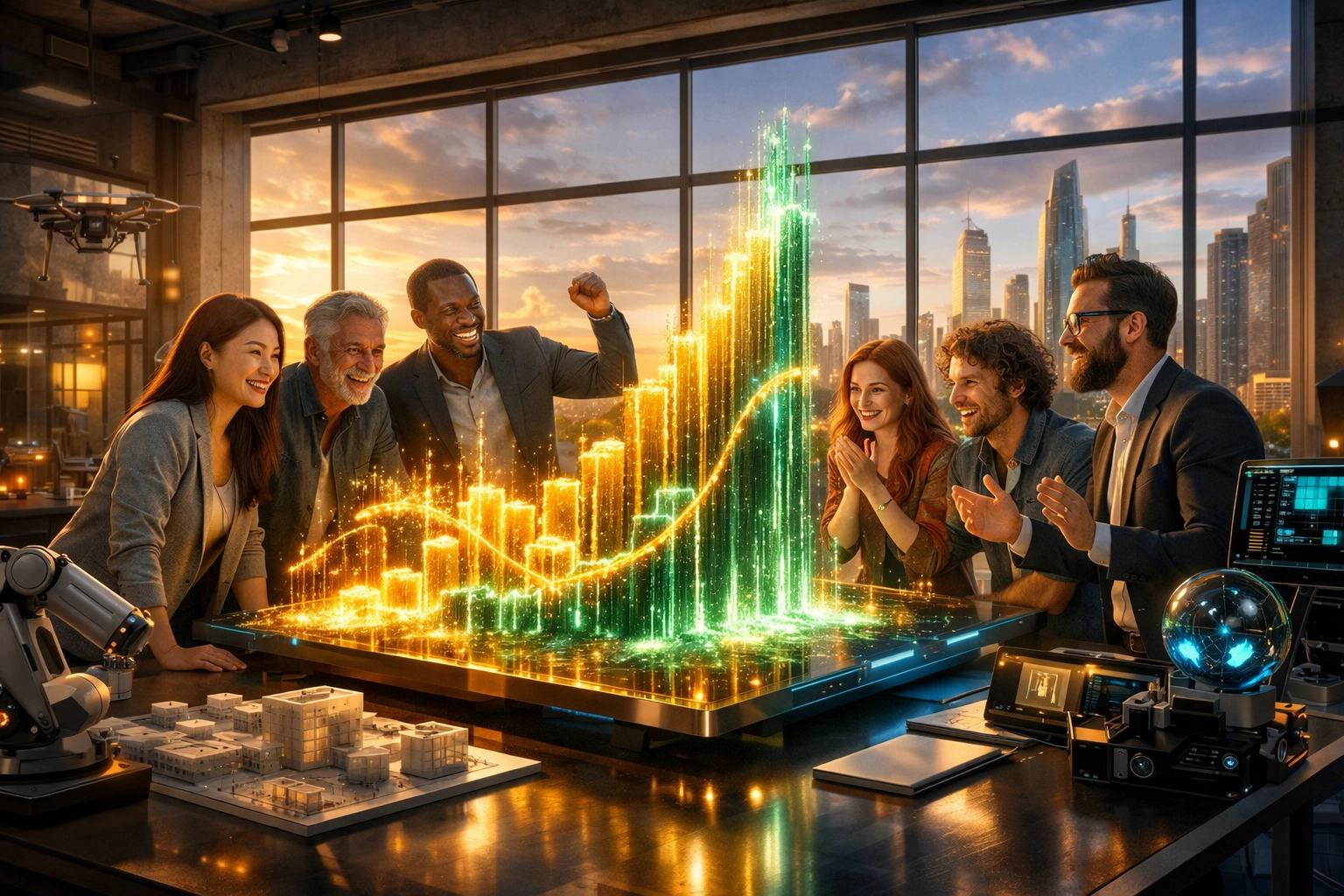 Entrepreneurs using advanced AI data tools to manage small business capital and scale operations in 2026.