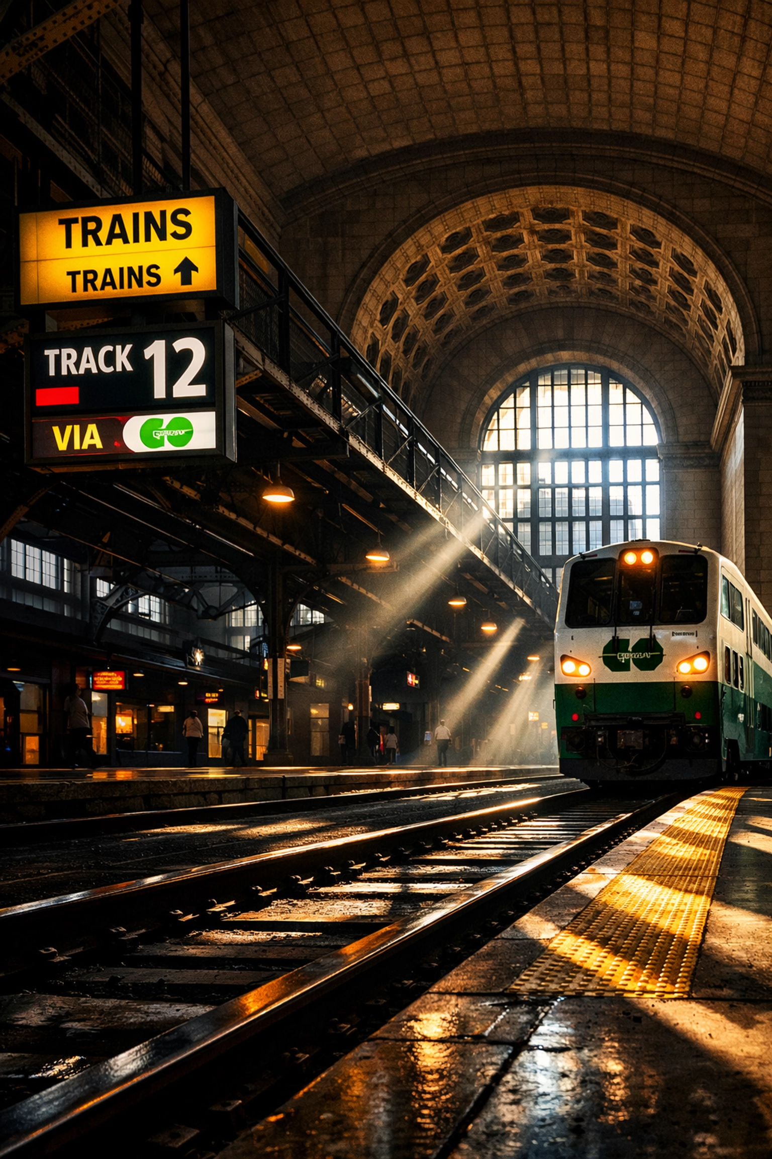 GO Transit train at Union Station Toronto following track derailment incident