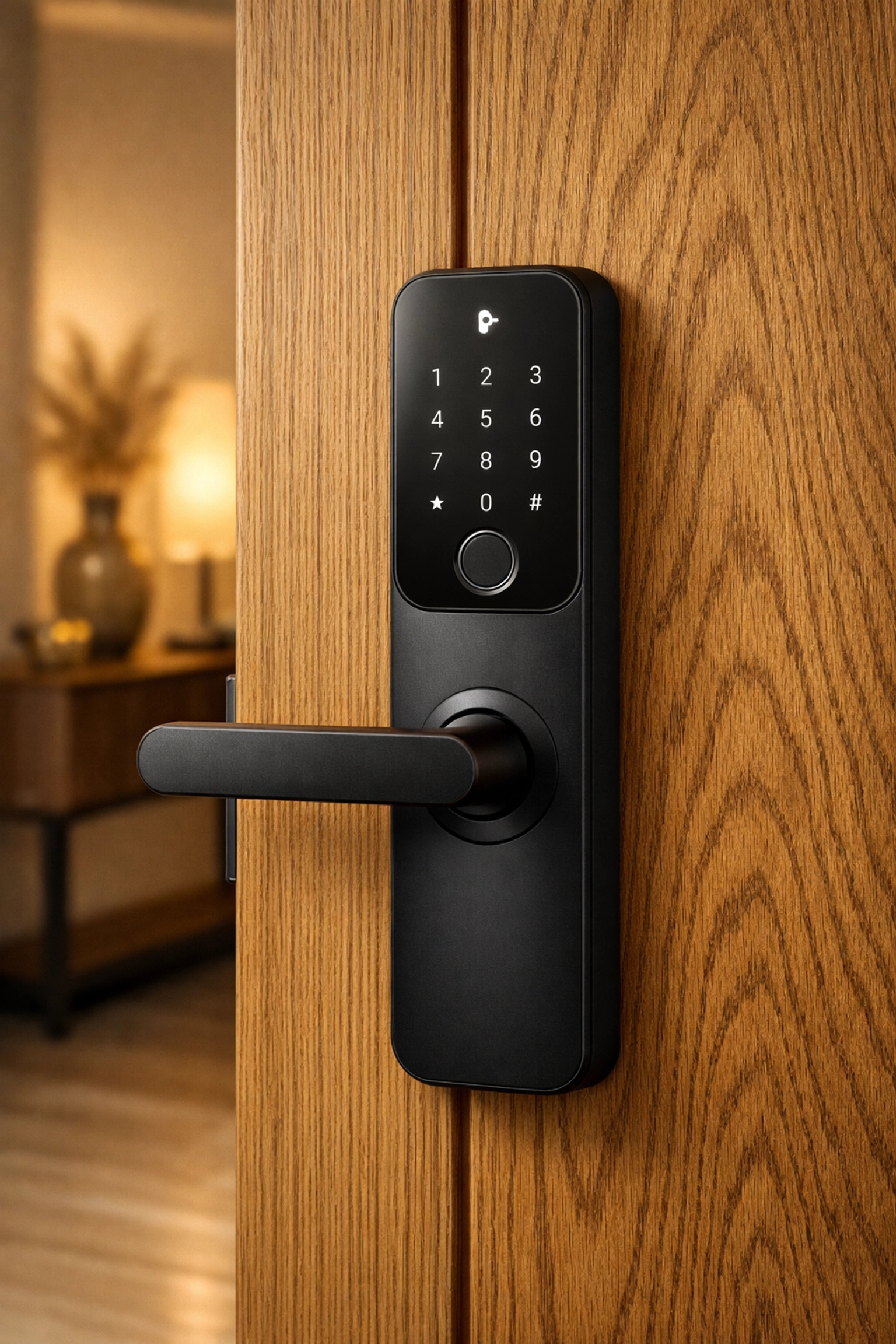 Modern smart lock on a high-end door representing secure and professional Airbnb property management.