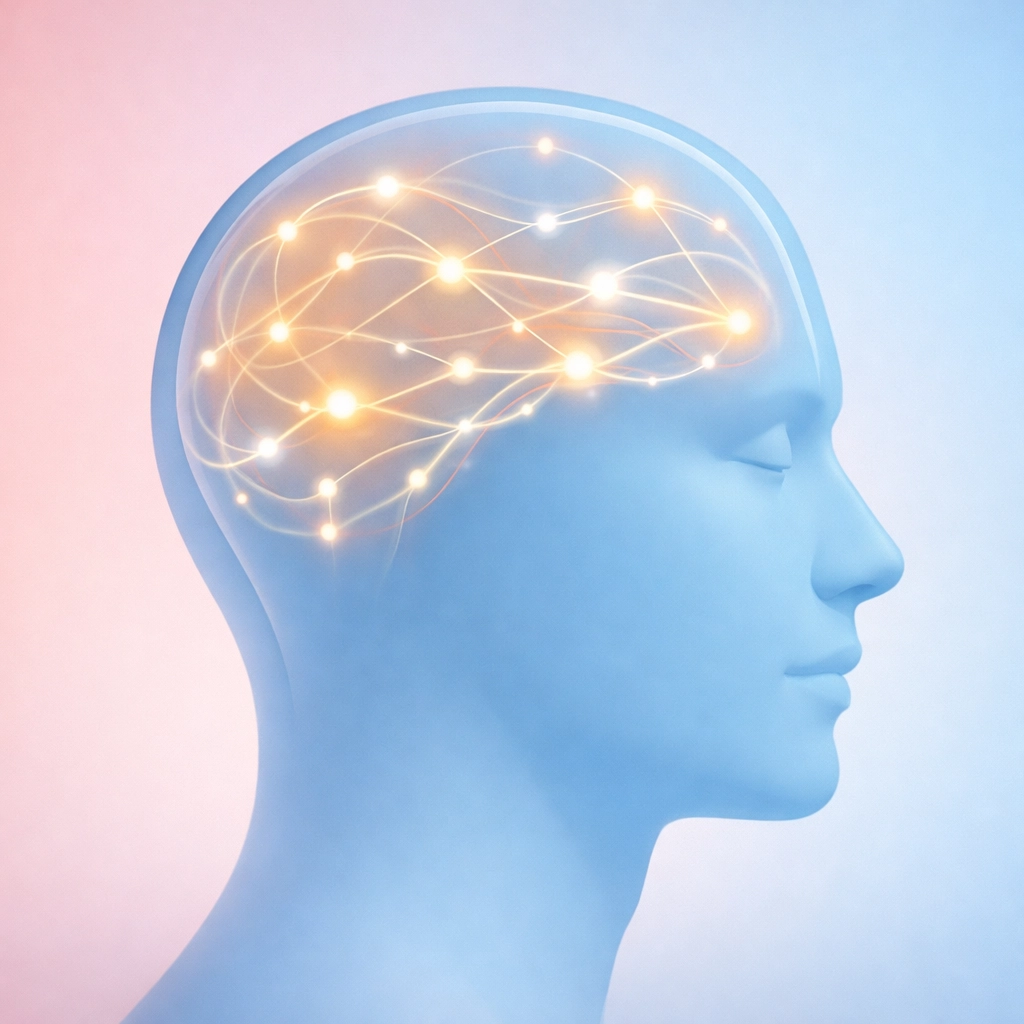 Illustration of brain neural pathways showing how magnesium supports nervous system relaxation