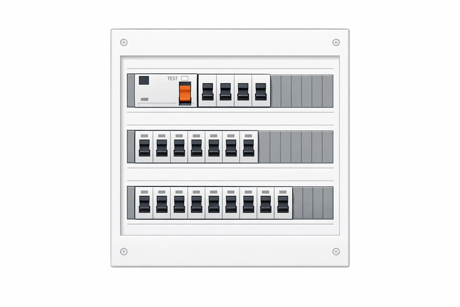 Moderner Sicherungskasten mit FI-Schutzschalter für die E-Befund Überprüfung in Wien.
