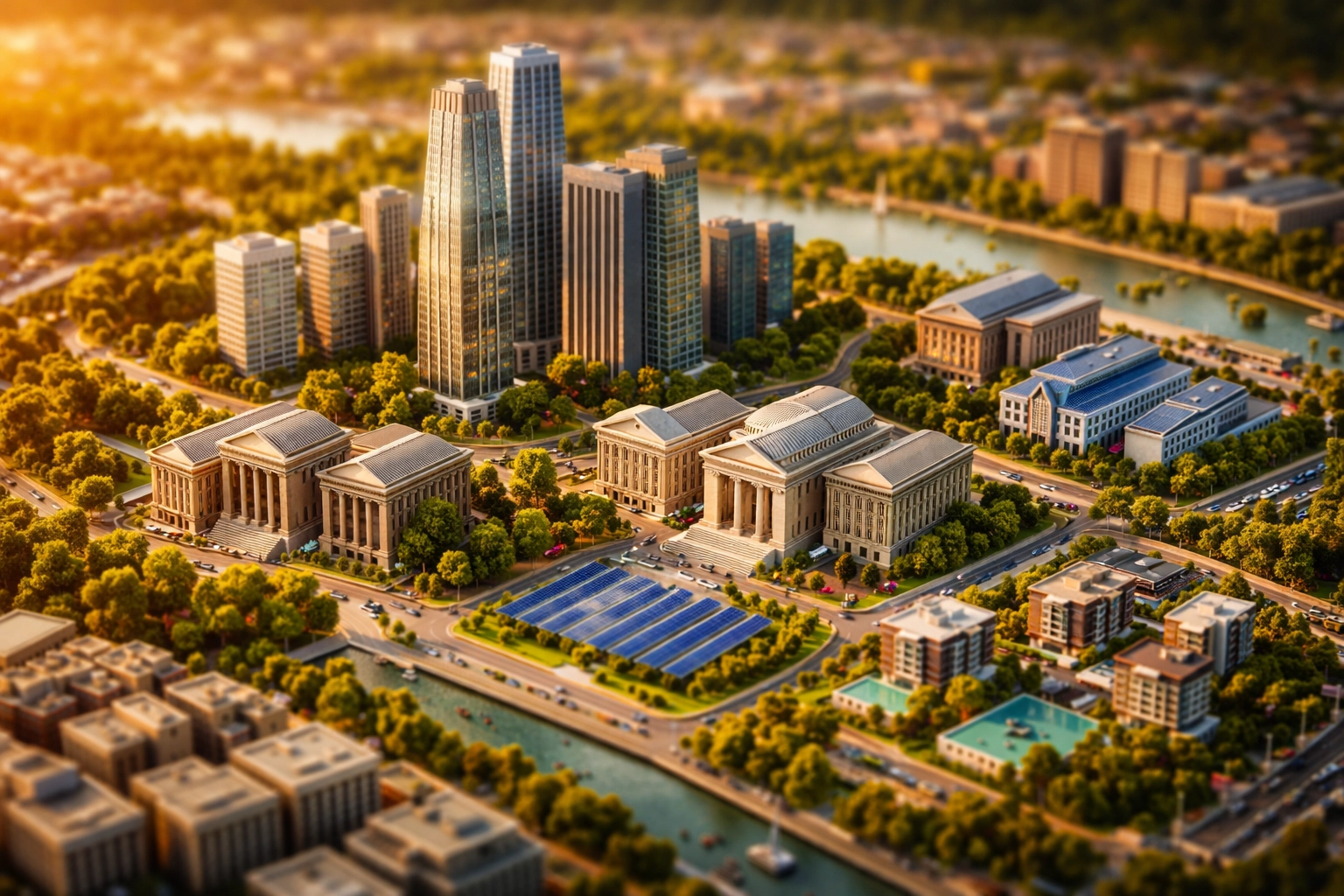 Diversified investment portfolio landscape featuring equities, bonds, and alternative assets