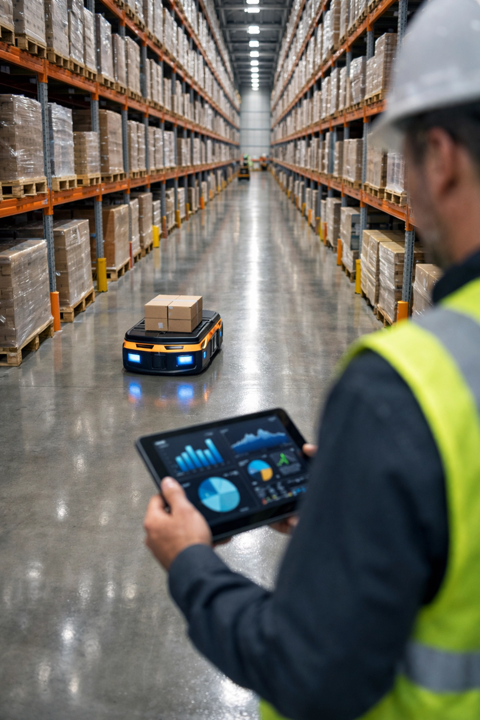 Modern warehouse management services featuring automated fulfillment and organized logistics infrastructure.