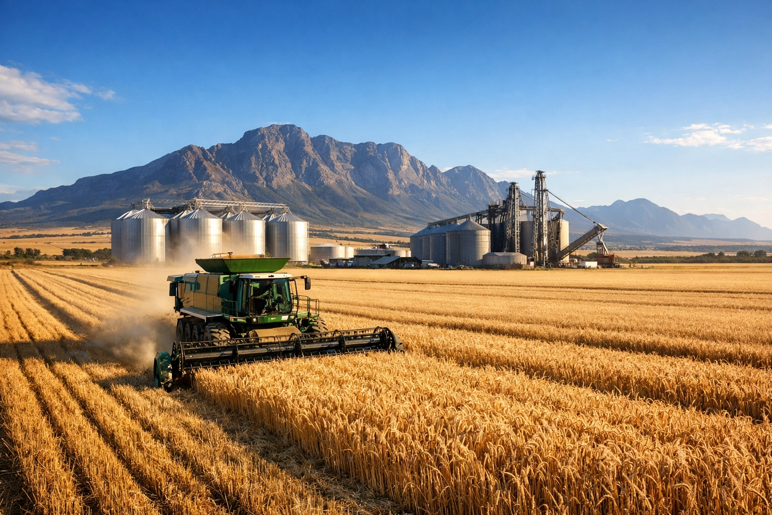 South African grain harvest with export silos showcasing agriculture sector at conferences 2026