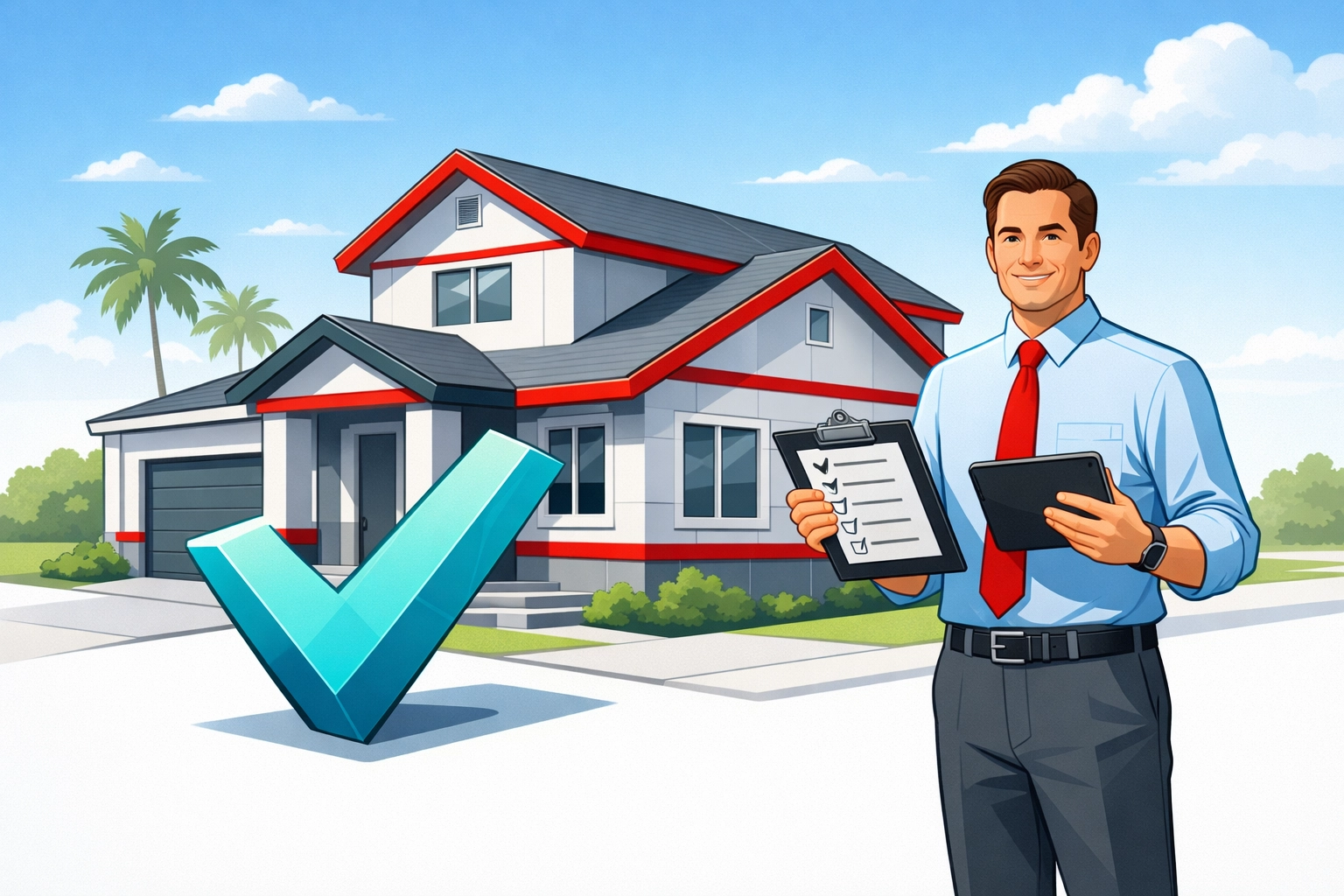 Compliance specialist verifying building repairs to clear violations according to the Florida Building Code 2025.