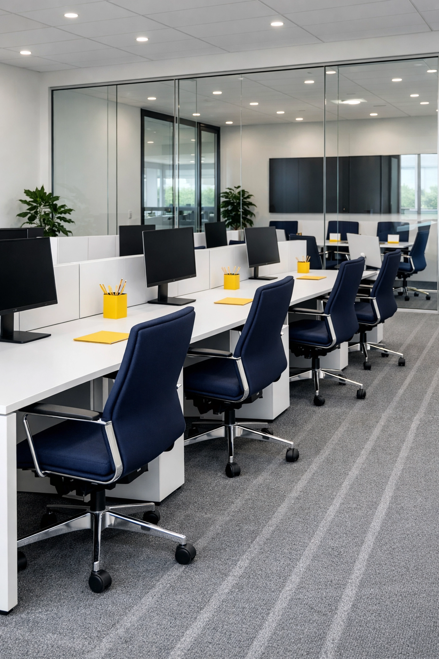 Modern corporate office space in Medford MA after professional commercial cleaning and floor maintenance.