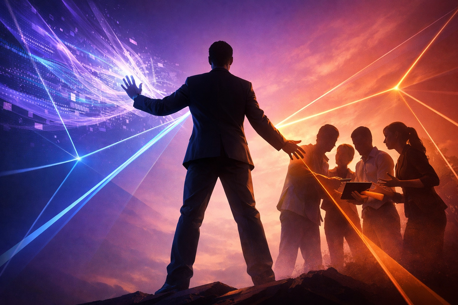 IT project manager bridging AI technology and human team collaboration