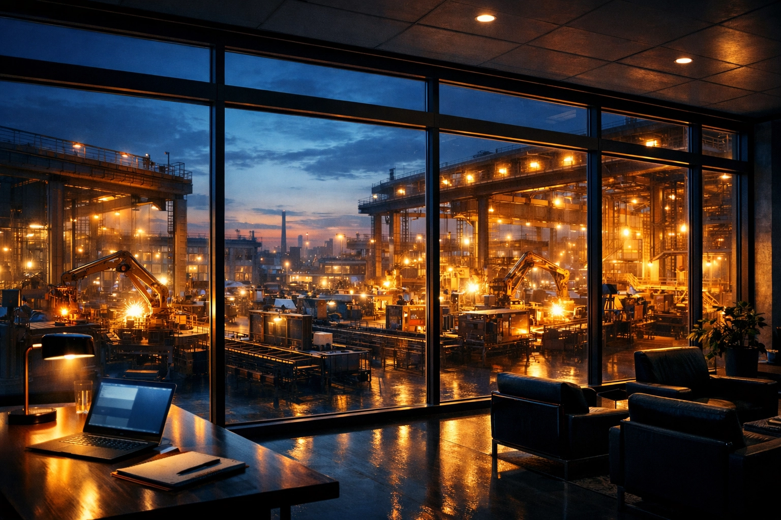 High-tech industrial facility symbolizing private credit lending opportunities and mid-market growth.