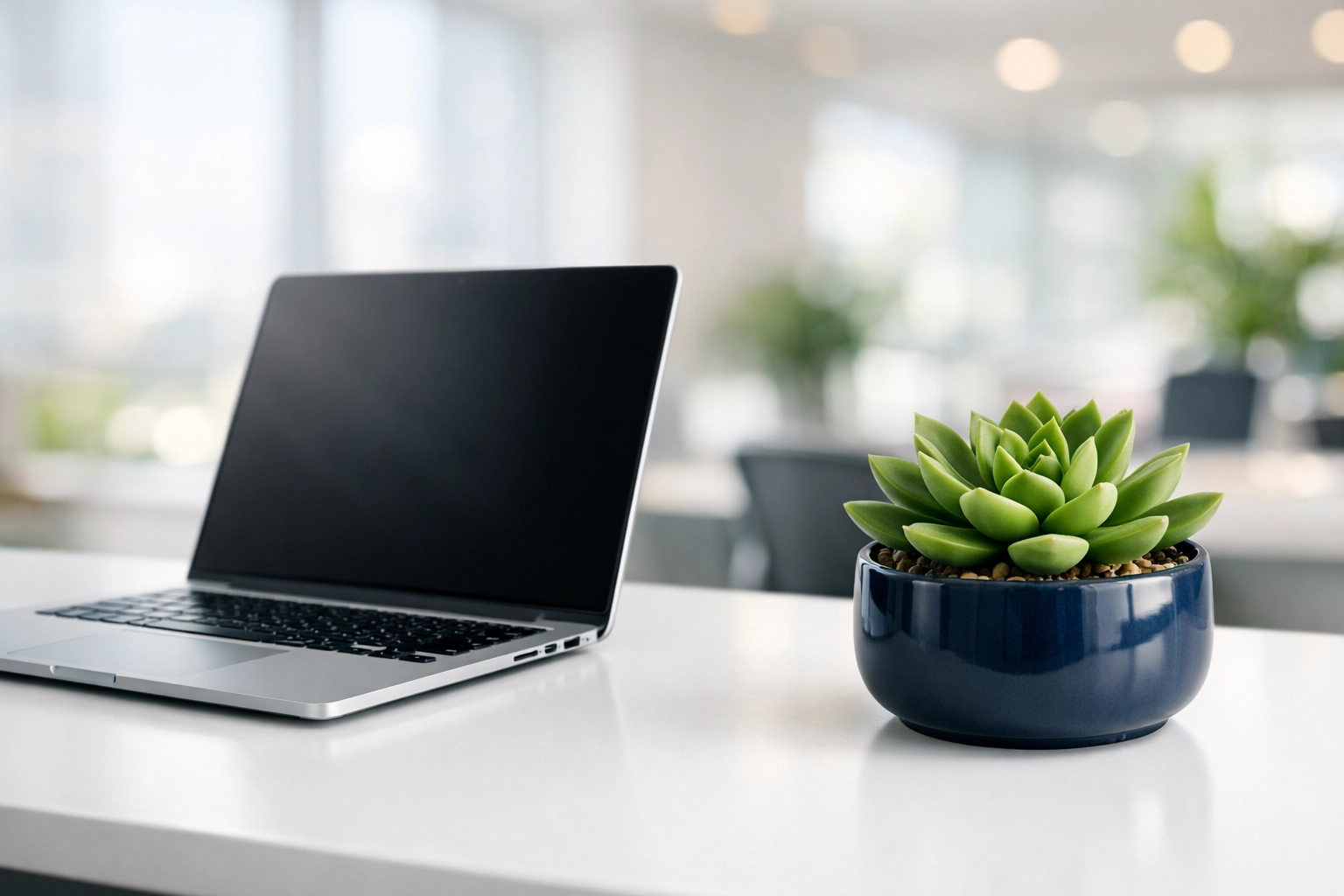 A dust-free minimalist workstation in a Northborough office showcasing a high standard of cleanliness.