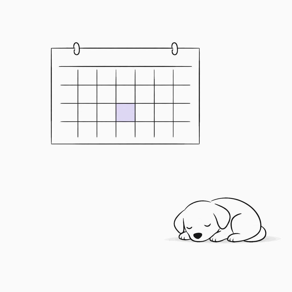 Calendar showing pet care leave and employee time off benefits