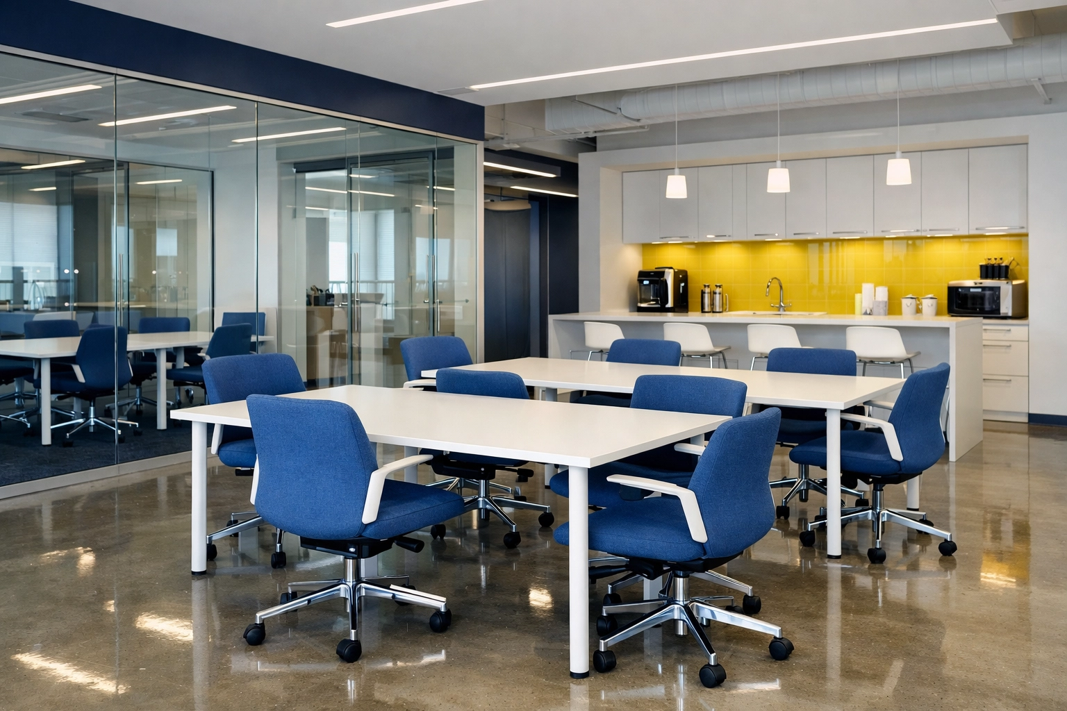 Spotless modern workspace in Kendall Square, highlighting professional office cleaning Cambridge MA standards.