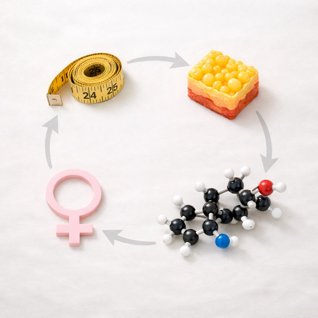 Visual representation of the hormonal cycle connecting testosterone and weight gain