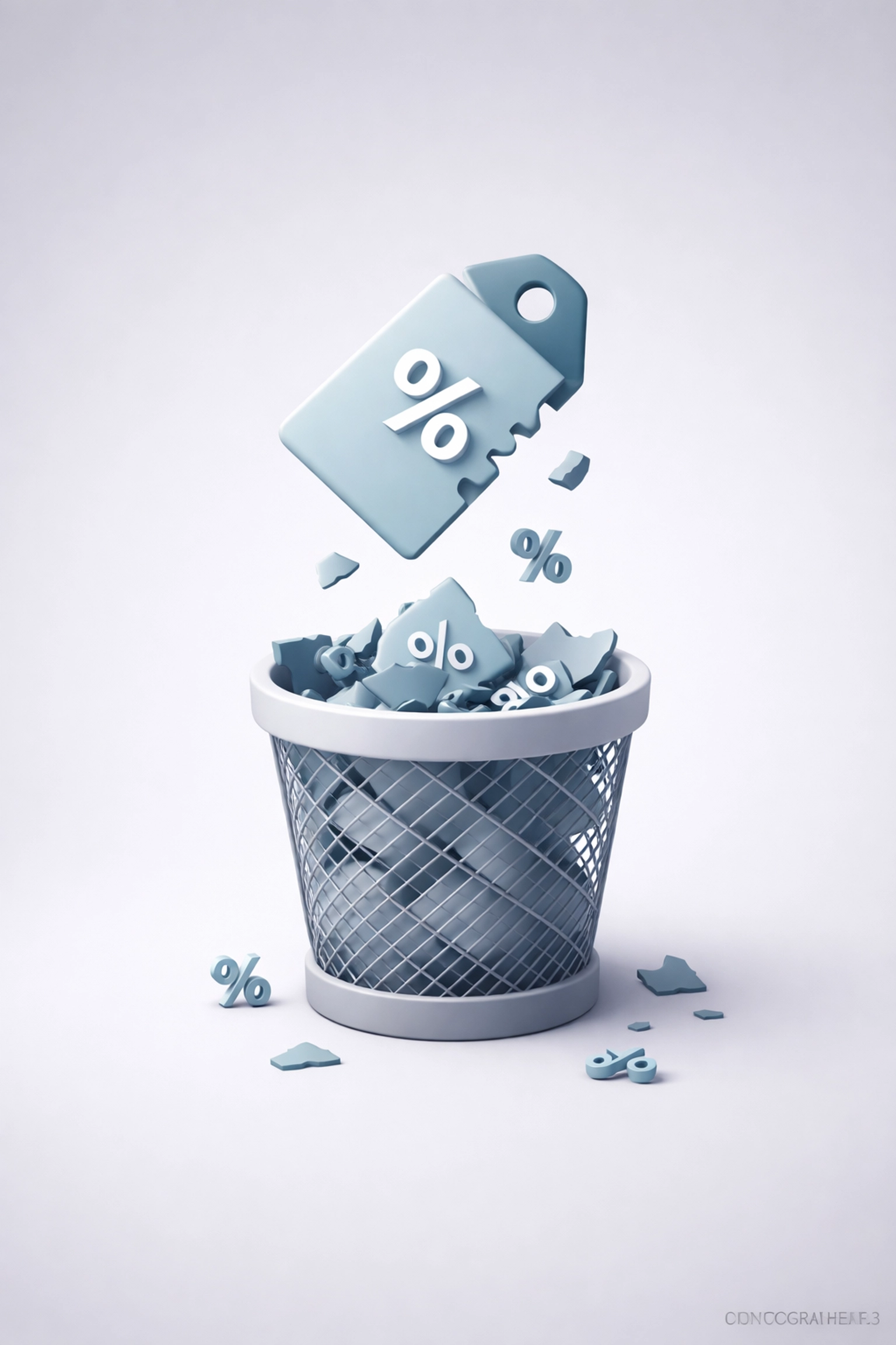 Discarded price tag and discounts symbolizing outdated B2B loyalty programs for manufacturers