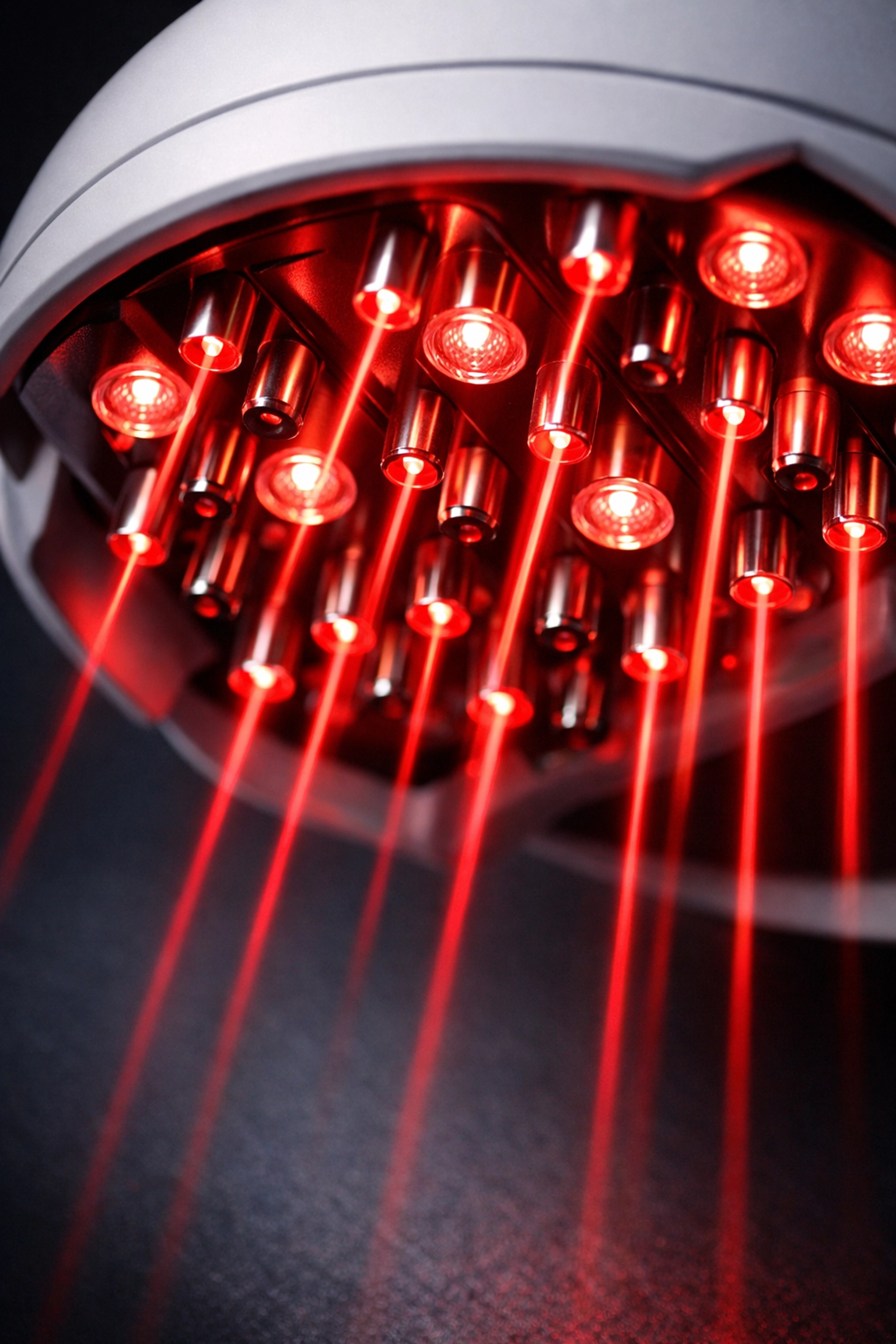 Professional red light therapy hair growth device using laser diodes and LEDs for scalp health.