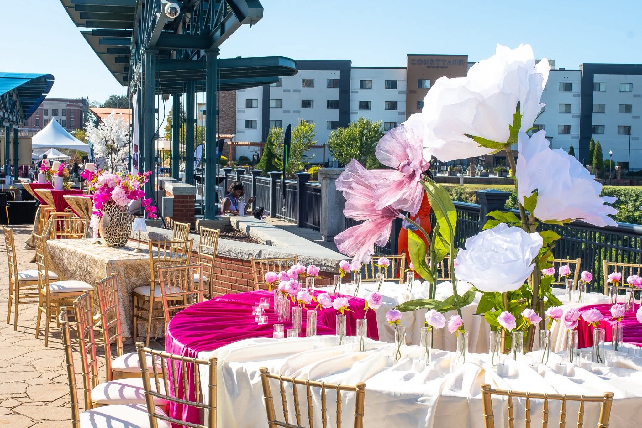 Outdoor collaborative fundraising event setup