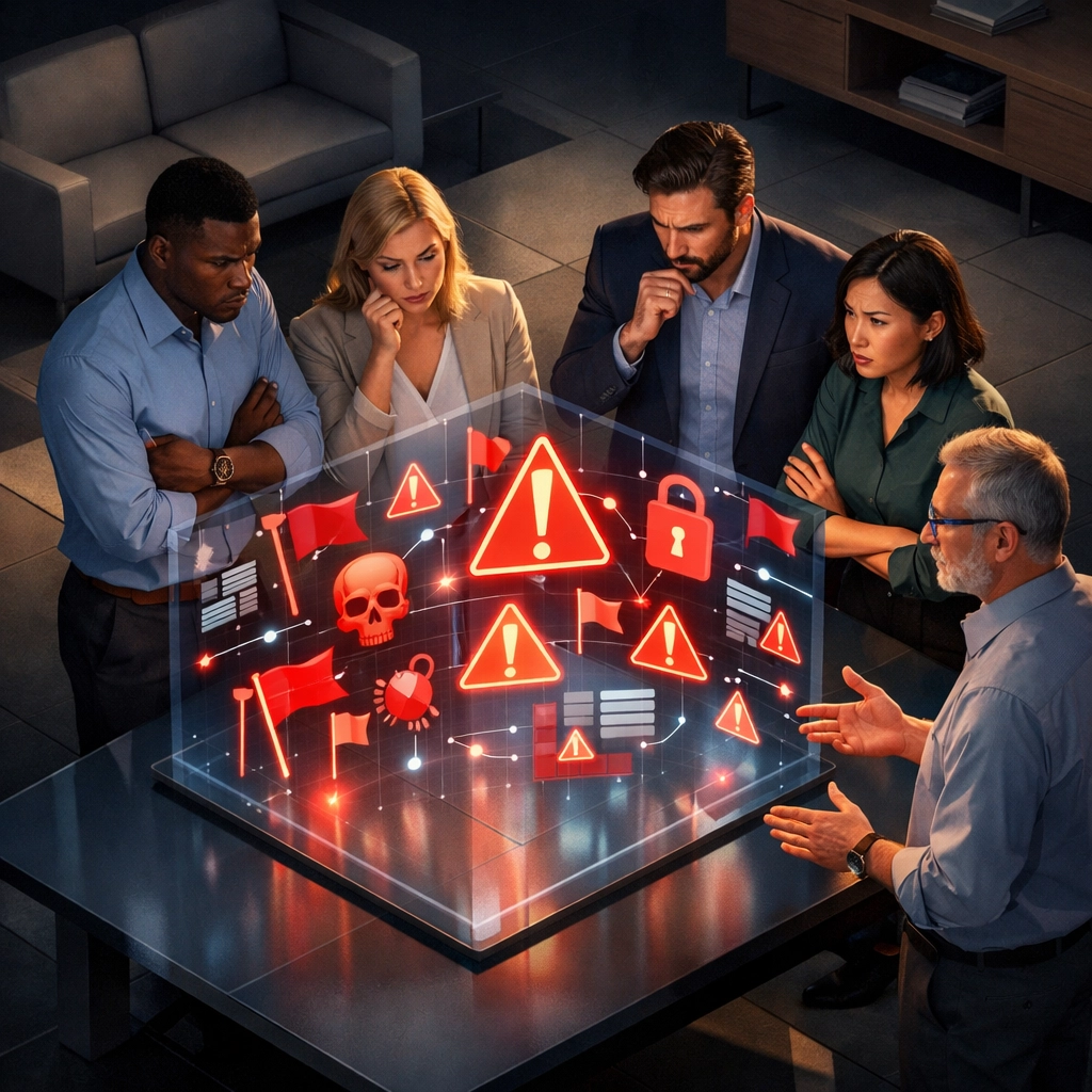 Business team identifying ServiceNow implementation red flags during audit review