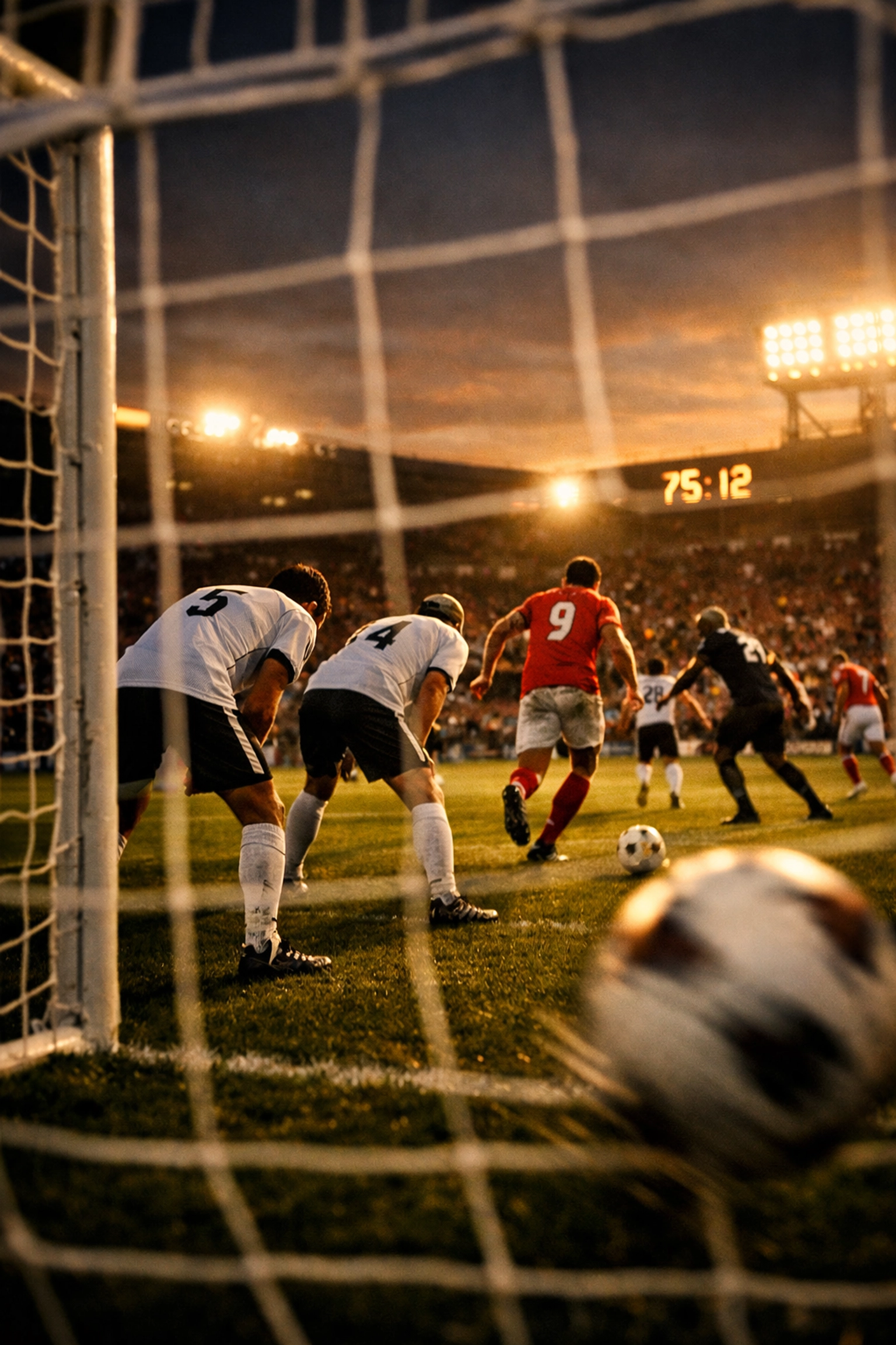 Over 1.5 Strategy...late-game football action at 75th minute with tired defenders and attacking pressure