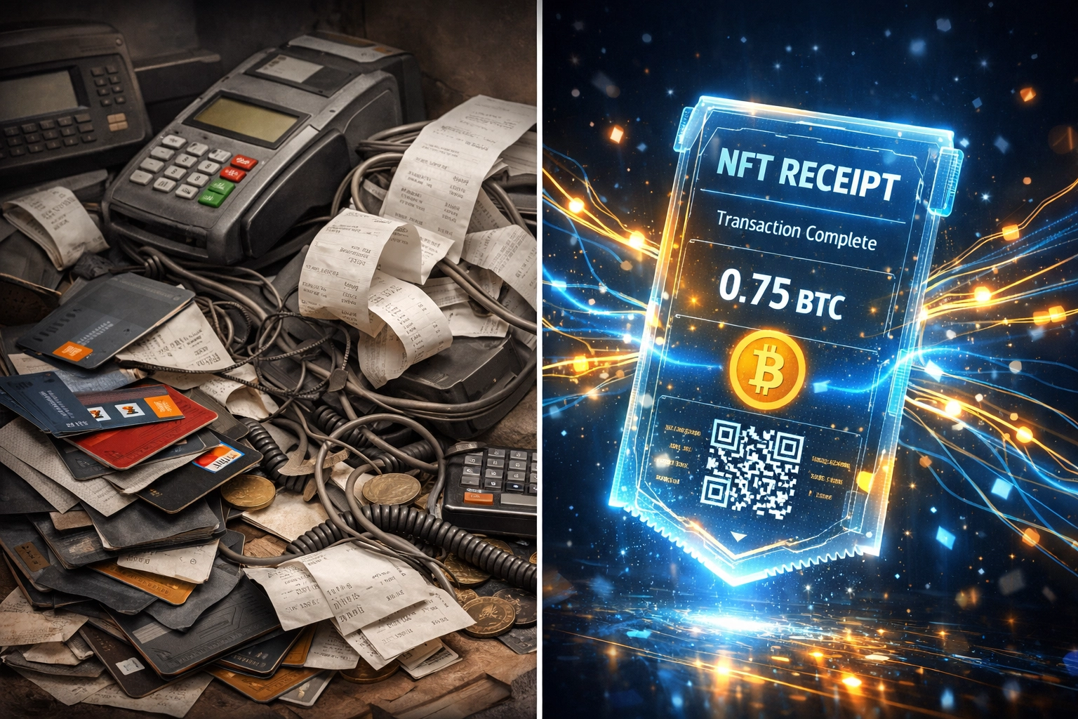 Comparison of traditional payment methods versus NFT receipt blockchain crypto payment system