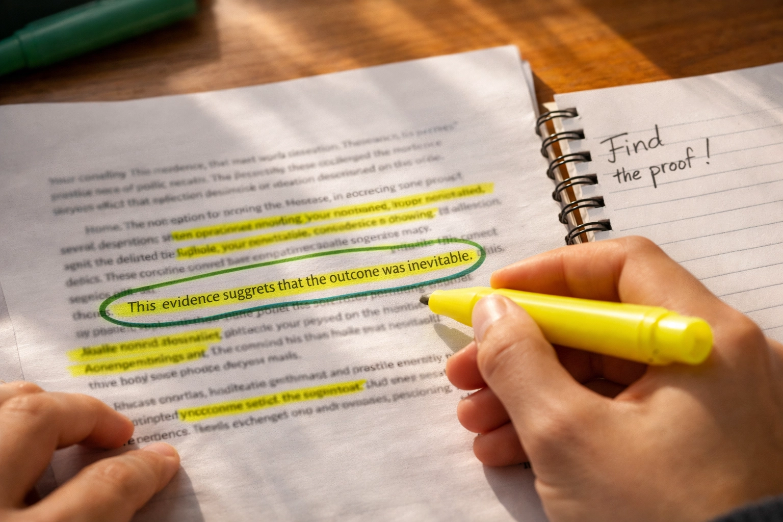 Student highlighting SAT reading passage to identify textual evidence