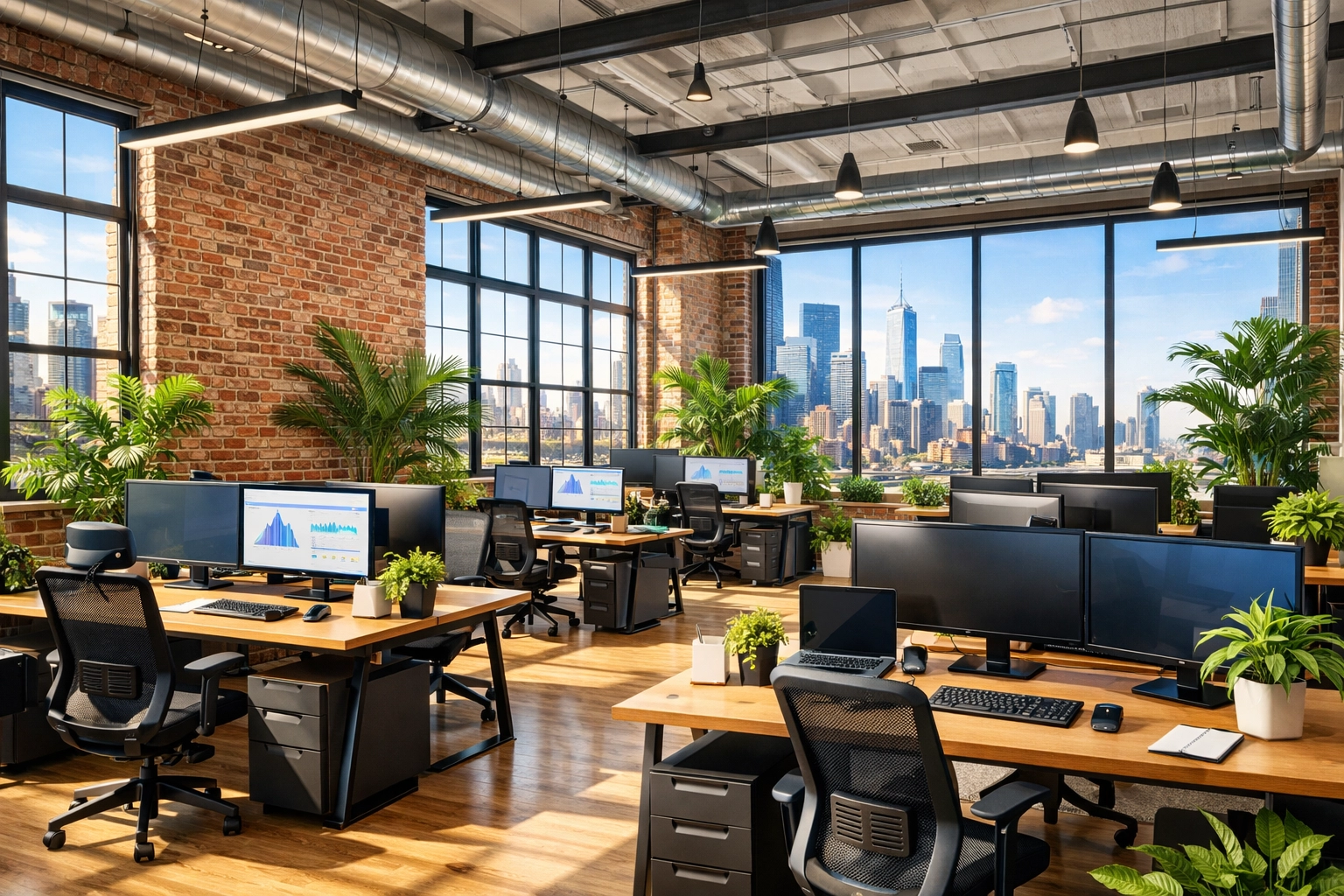 A modern, high-tech office space representing business growth through reinvested tax savings and renovations.