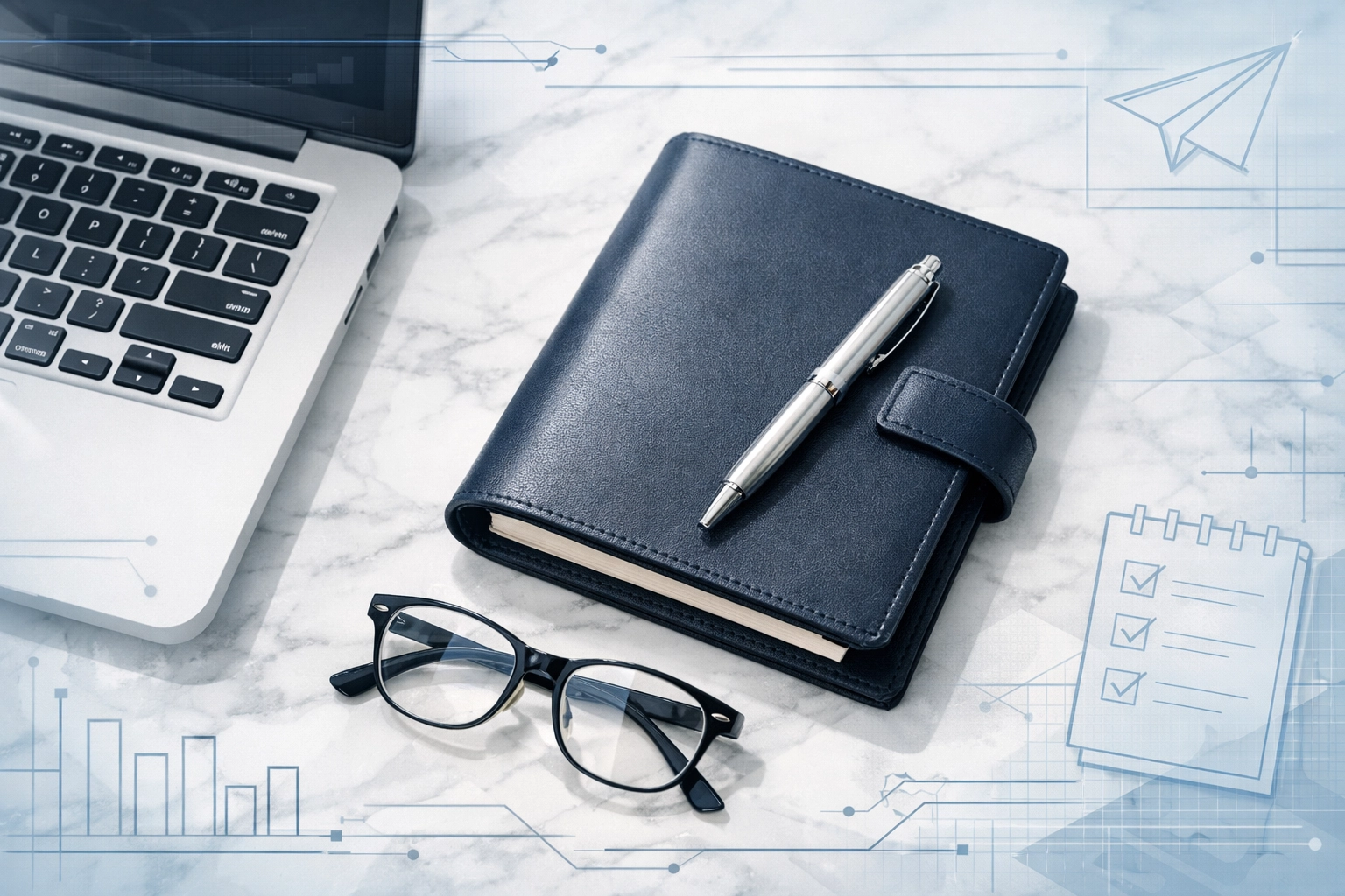 Neatly organized desk and journal highlighting the importance of documentation in a child custody dispute.