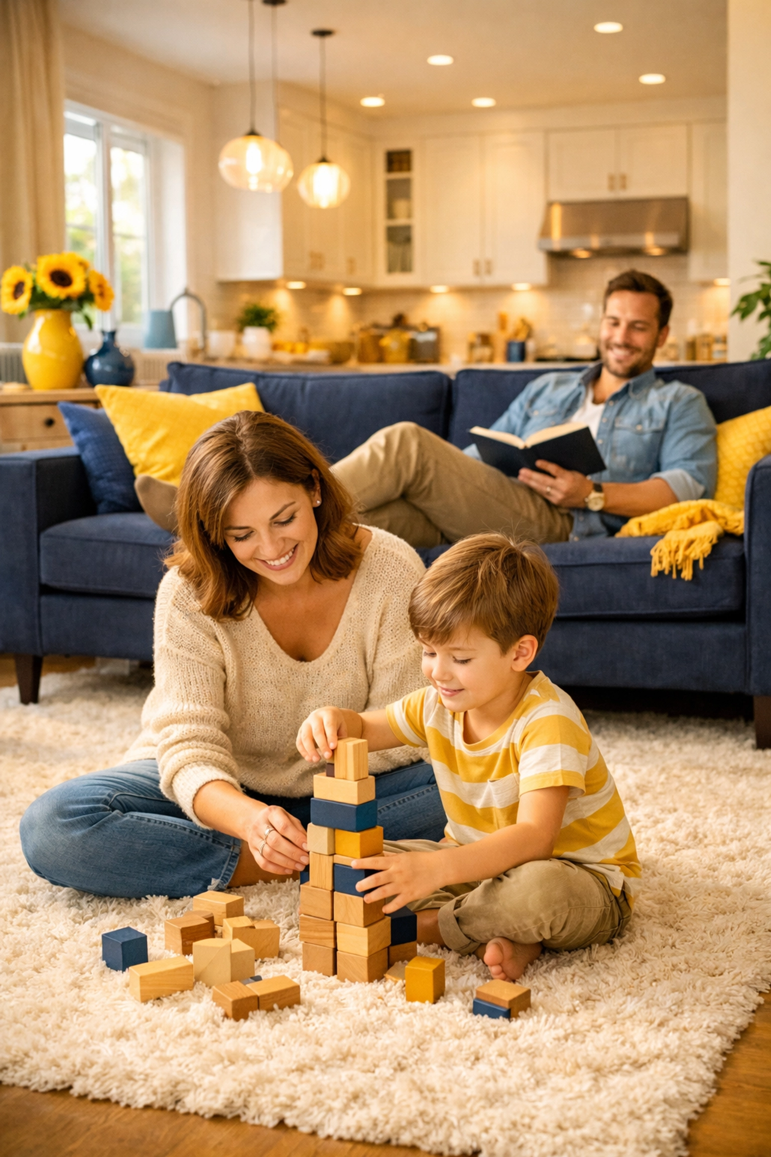 Happy family relaxing in a clean home thanks to professional House Cleaning Services Worcester MA.