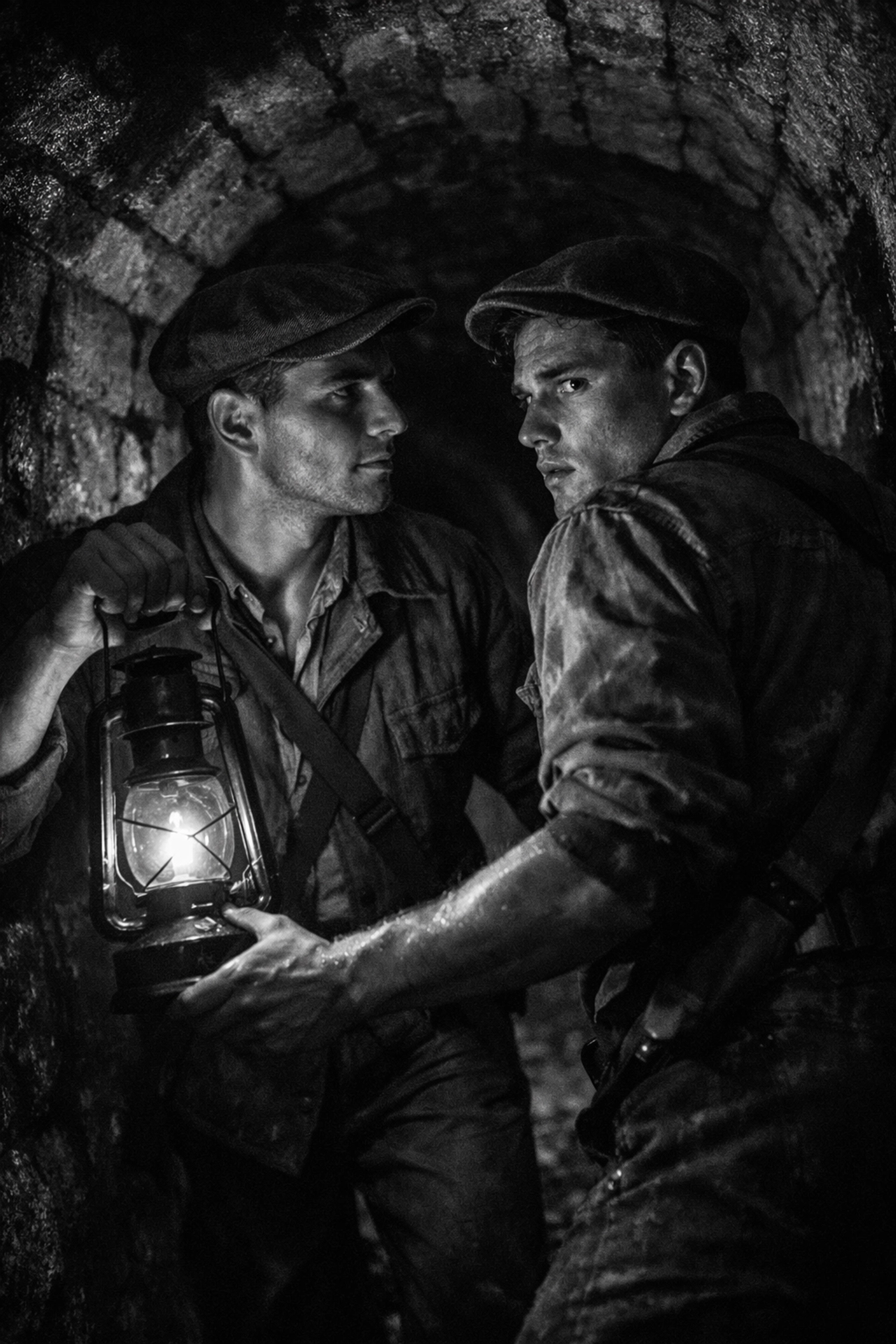 Gay resistance fighters navigate Paris catacombs by lantern light during WWII occupation