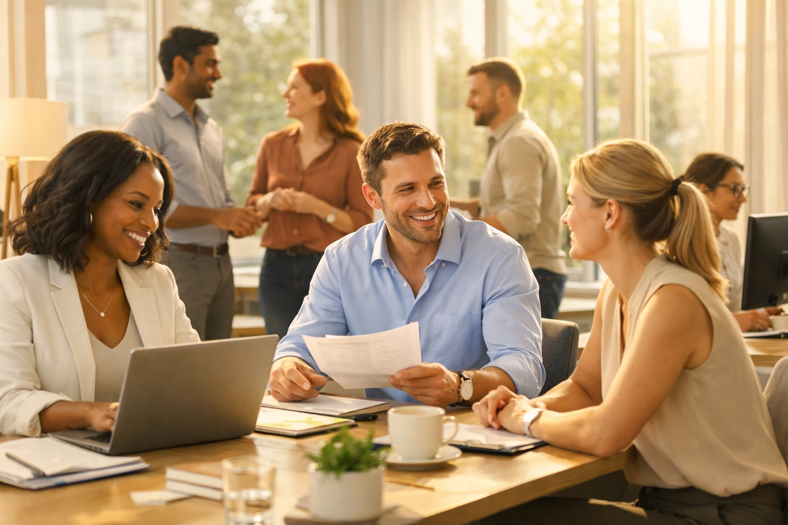 Energized professionals at work after NAD+ therapy for fatigue and mental clarity