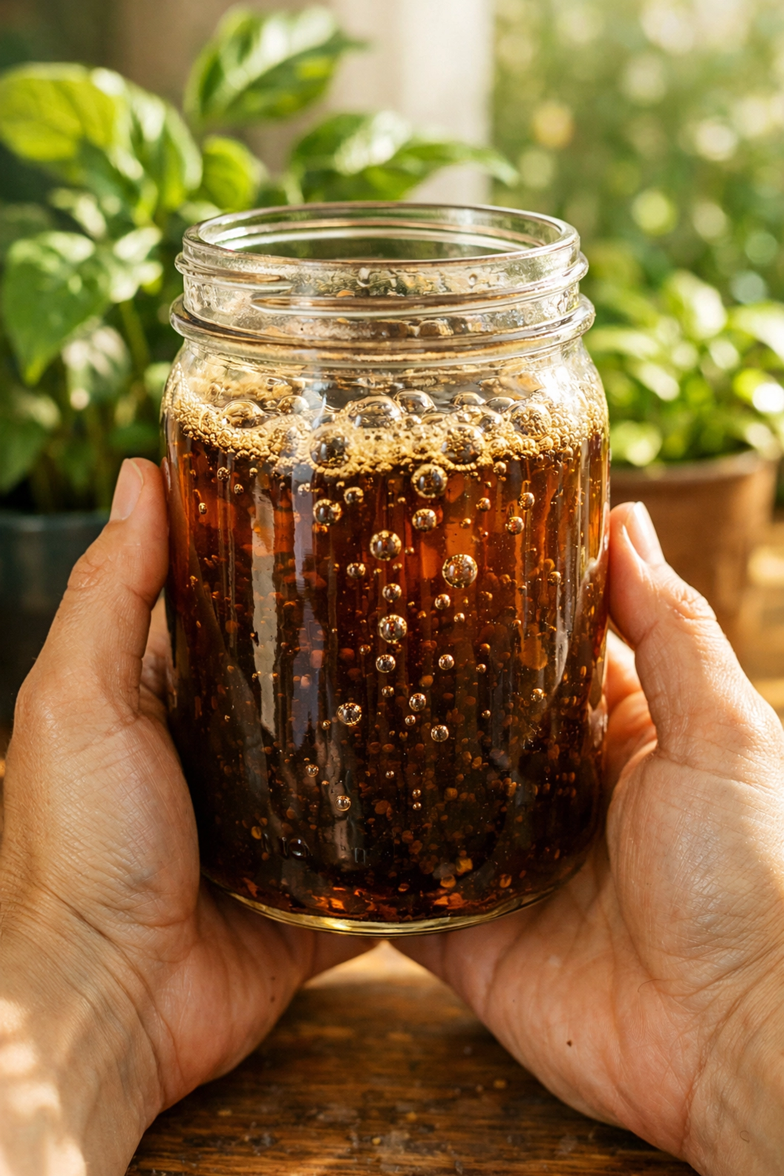 Actively aerated compost tea with beneficial microbes for indoor gardening