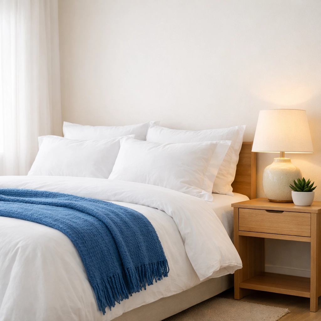 Tranquil master bedroom showing the stress-free results of expert House Cleaning Pepperell MA.