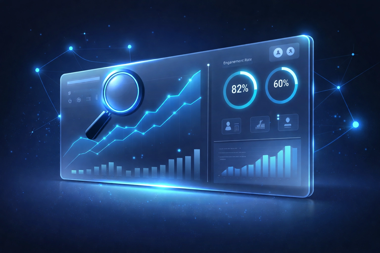 Analytics dashboard with graphs and engagement metrics to audit and vet potential micro-influencers for brand ROI.