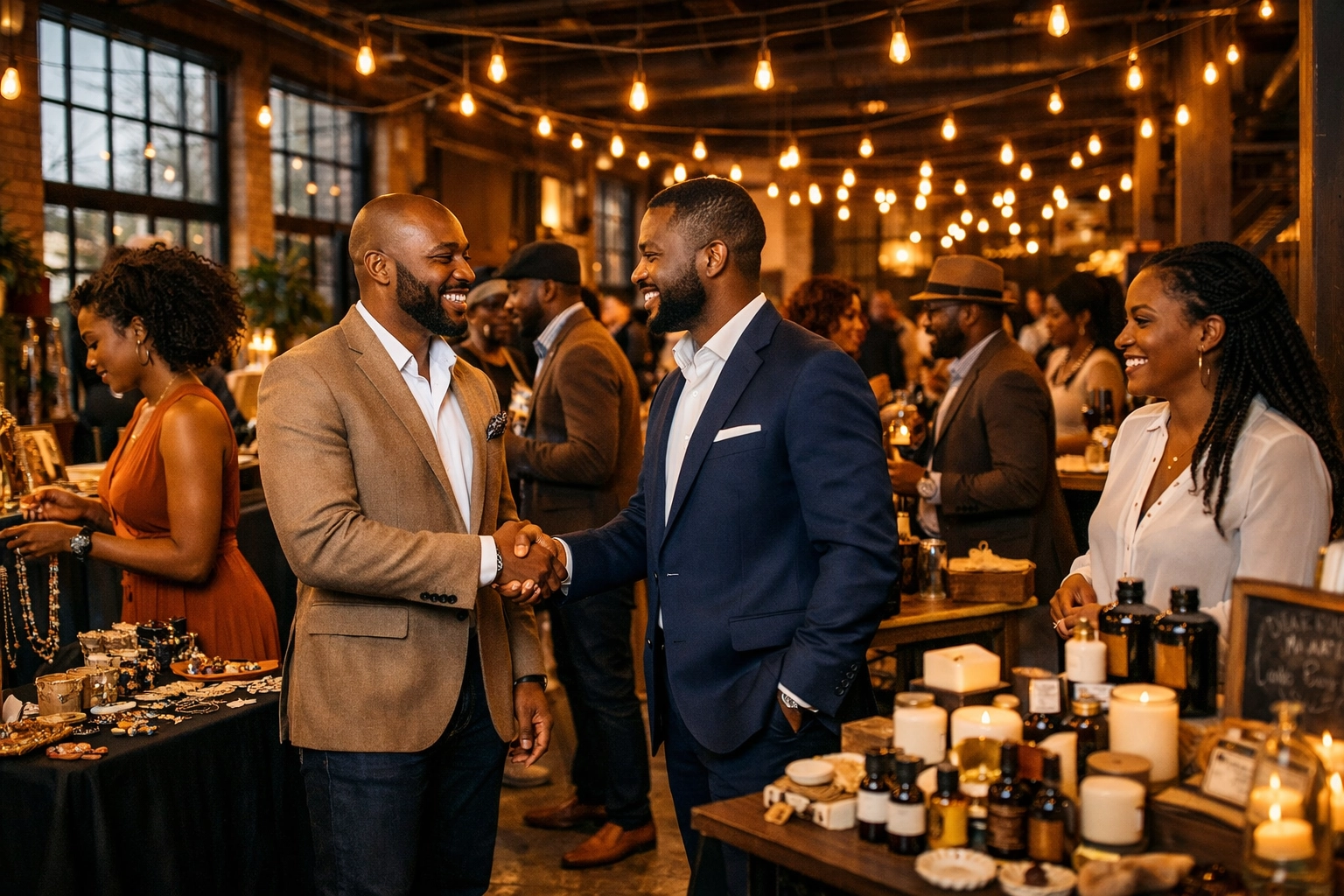 The Ultimate Guide to Modern Black Excellence: How to Shop Black-Owned Brands with Purpose Black entrepreneurs and shoppers connecting at a modern community marketplace for economic growth.