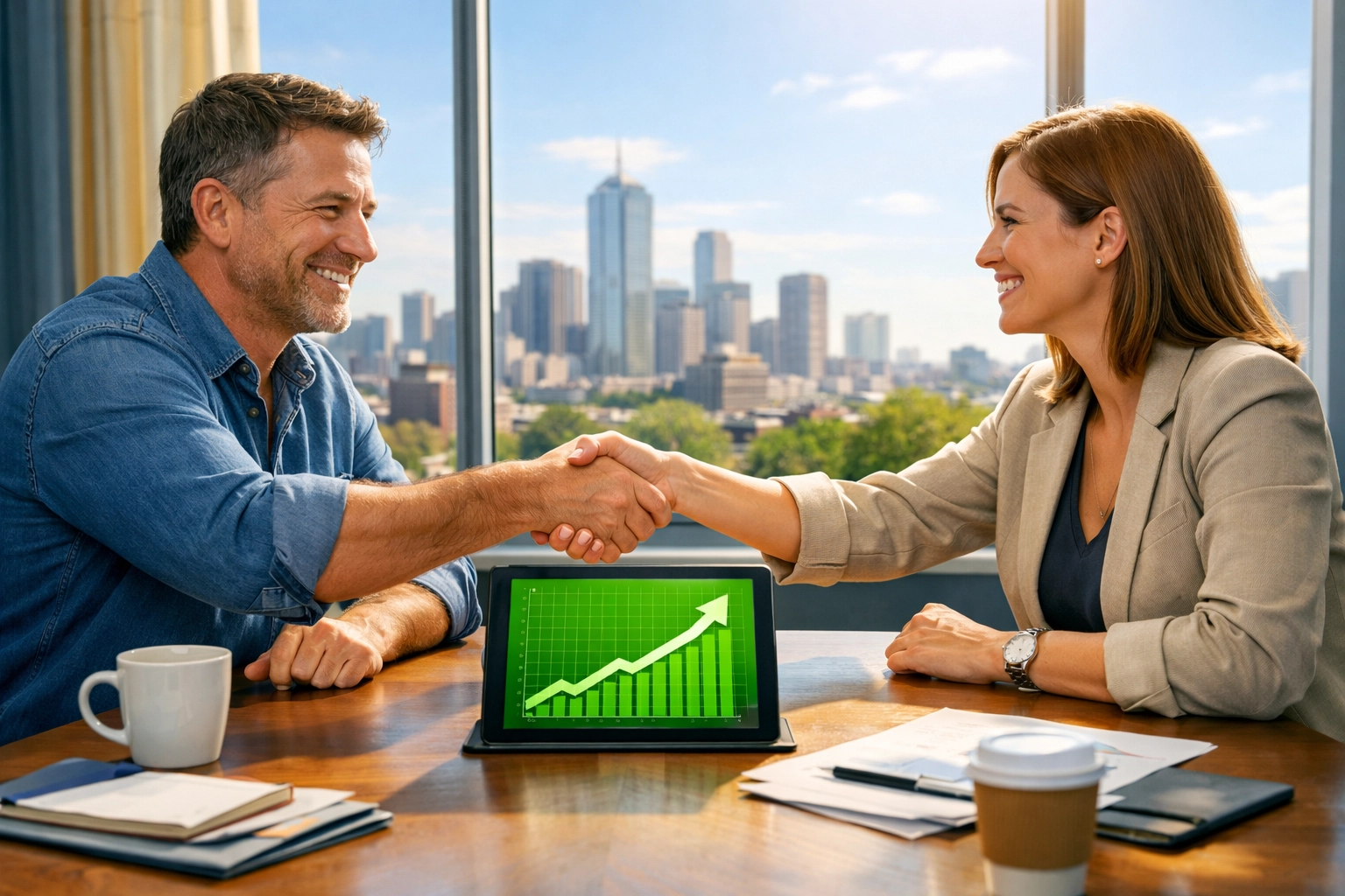 Small business owner partnering with a digital marketing agency for business growth.