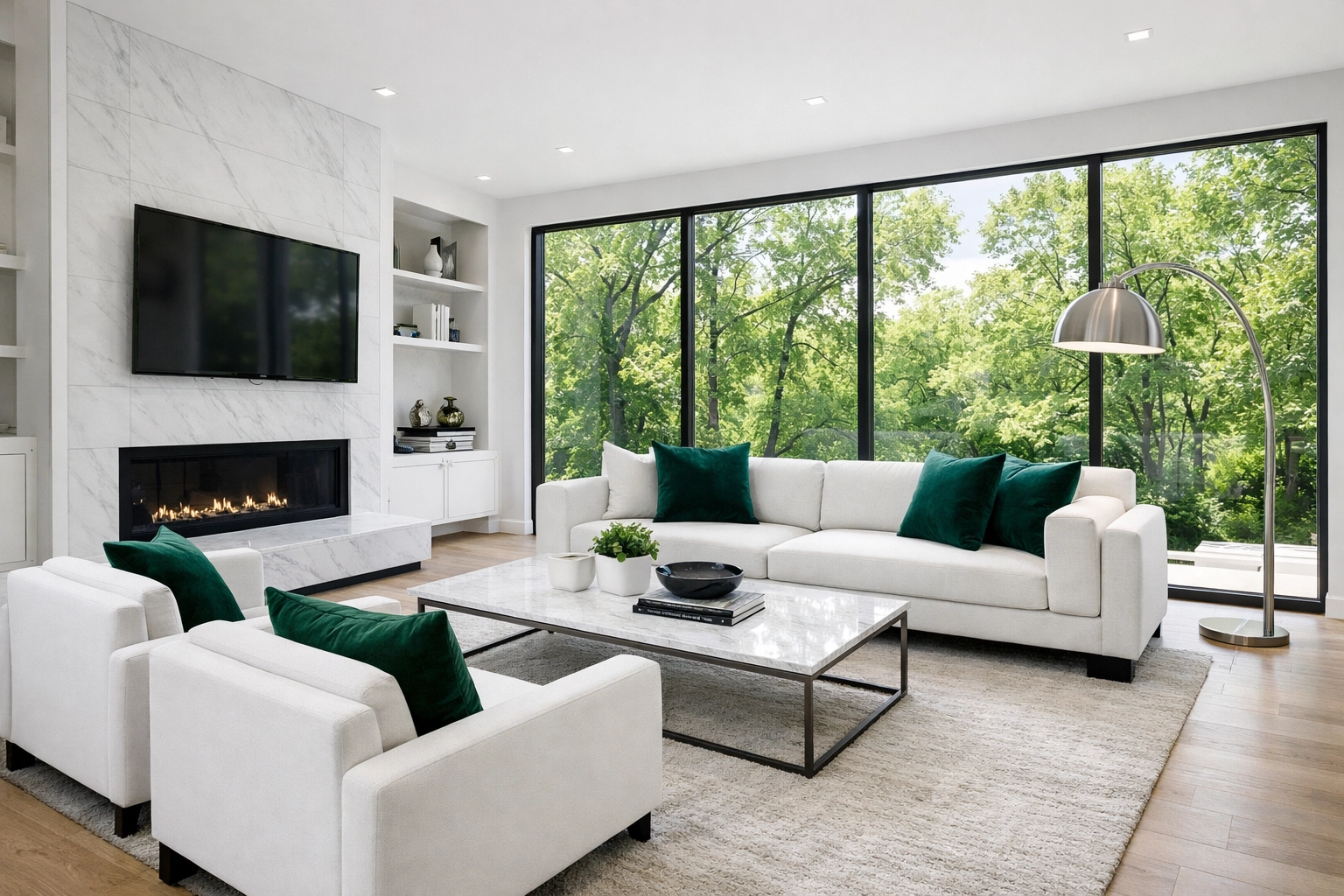 A modern renovated living room in a Columbus Ohio home, perfect for millennial real estate investment rentals.