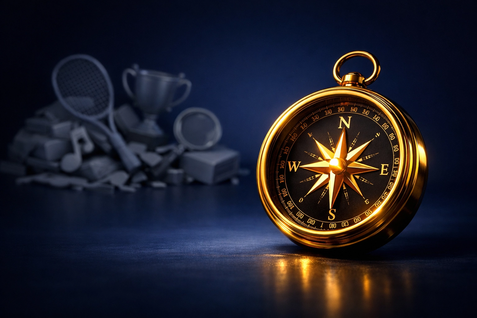 A glowing golden compass symbolizing the mastery approach to extracurricular activities for university applications.