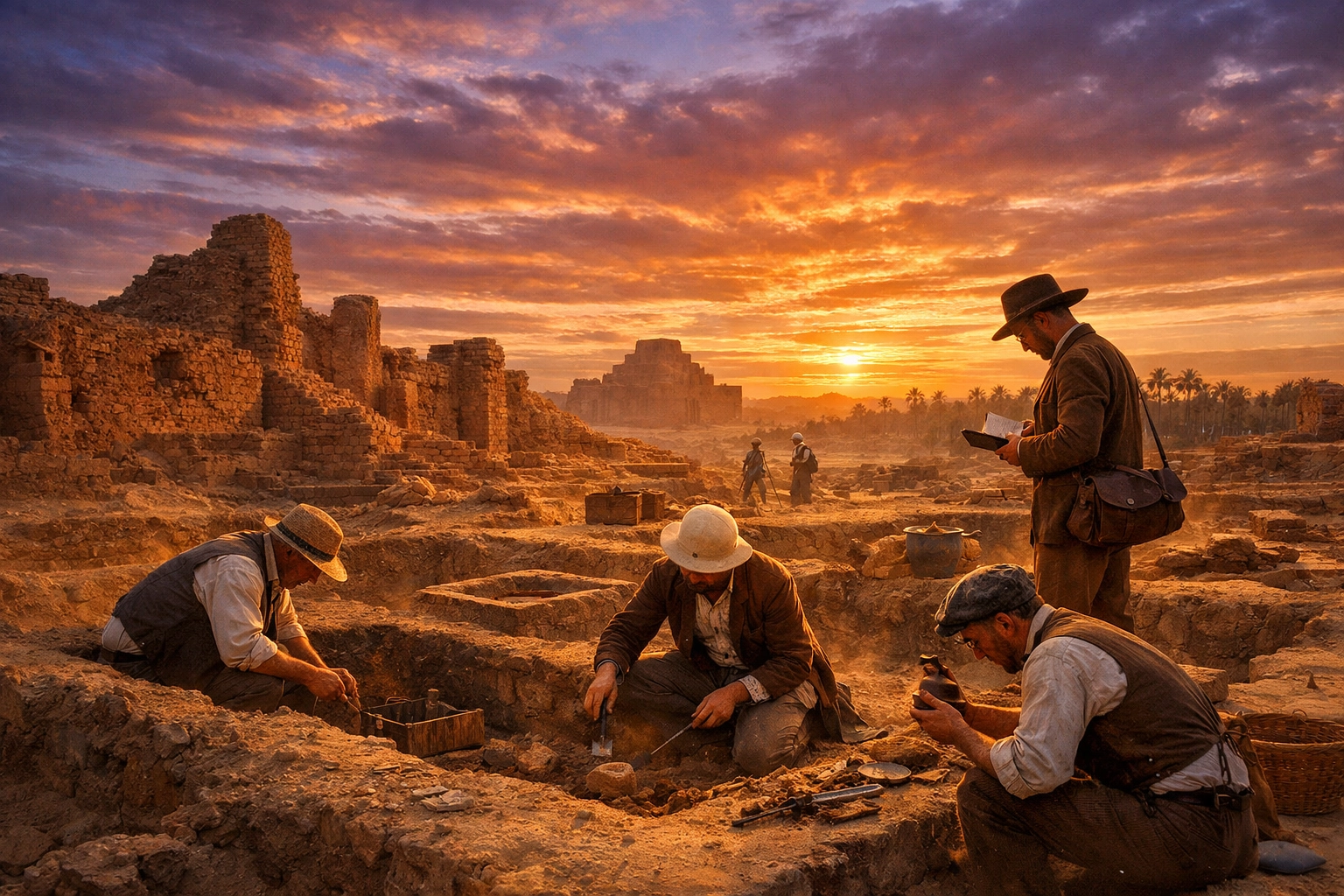 Archaeological excavation at ancient Babylon ruins where the Cyrus Cylinder was discovered in 1879