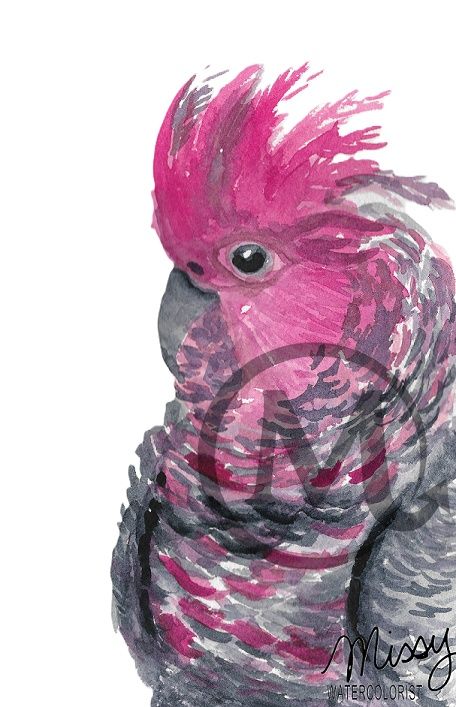 The Bird original watercolor print by Missy displayed in a mockup frame with watermark intact