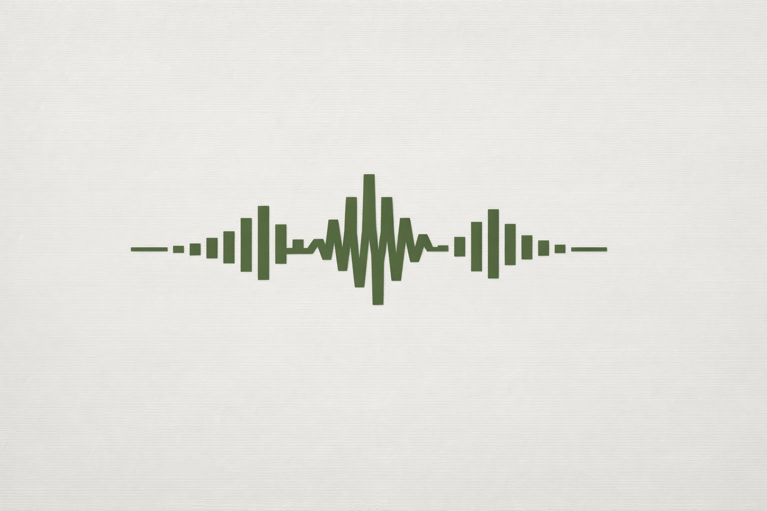 Army green sound wave icon on greige background symbolizing steady momentum and calm decision-making.