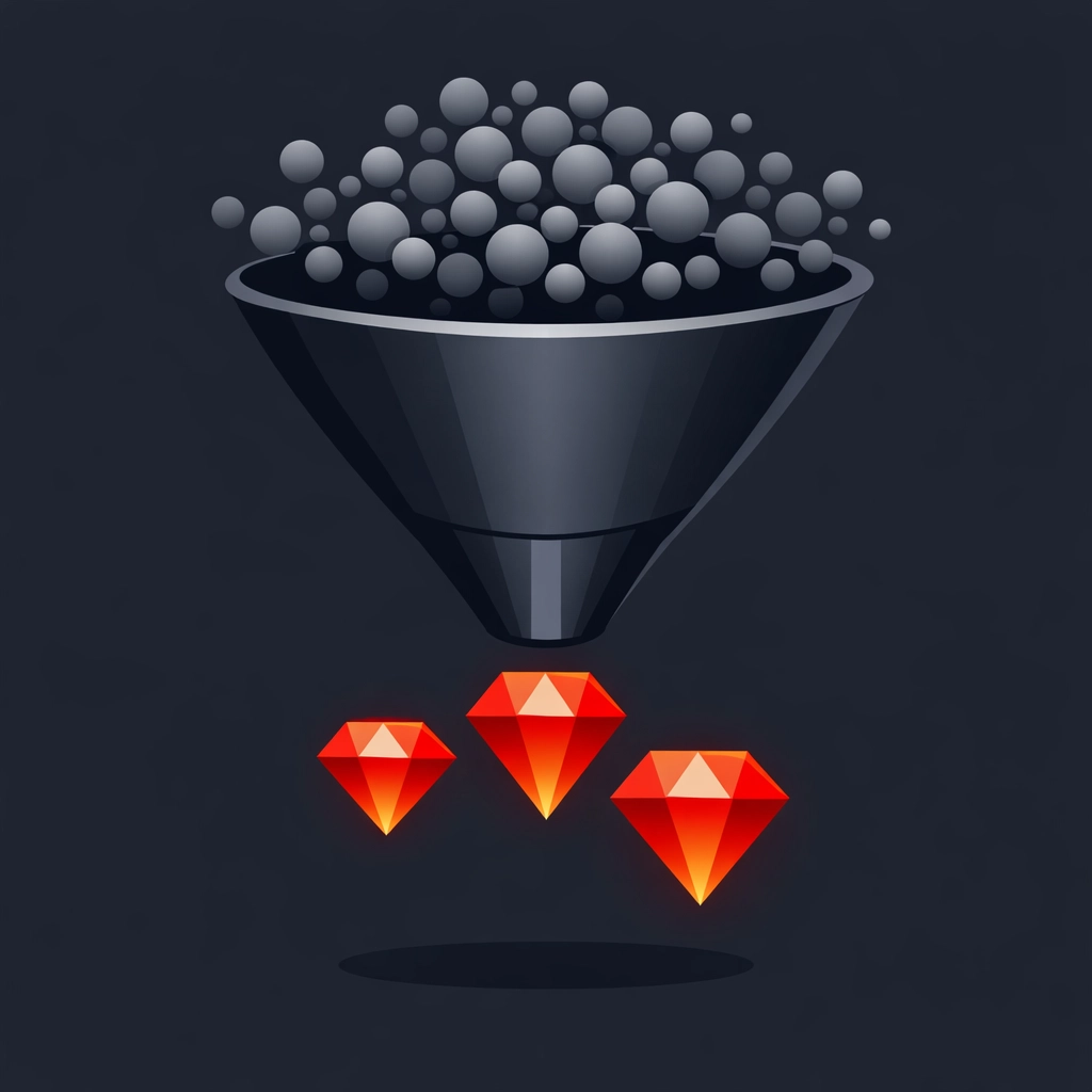 Digital marketing funnel filtering high-intent leads from low-quality web traffic.