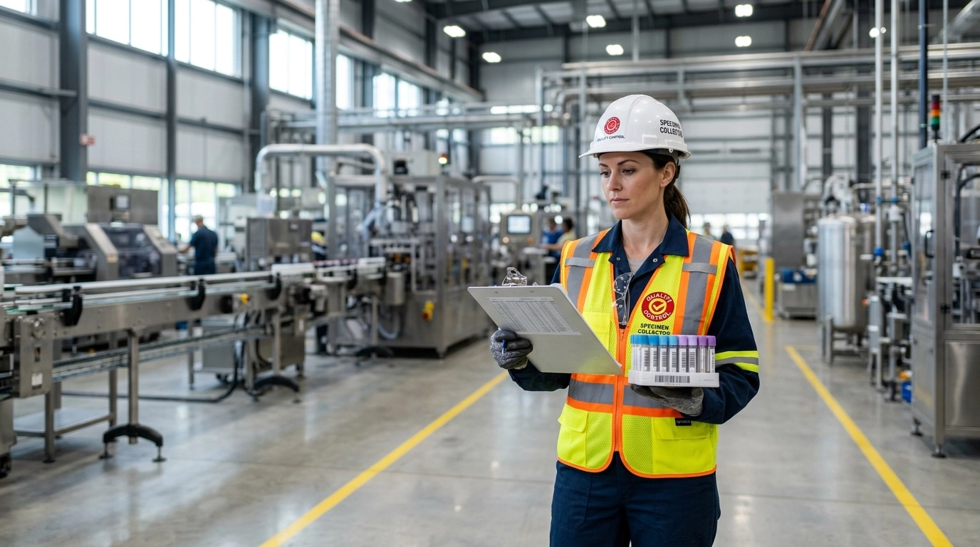 Professional specimen collector in manufacturing plant