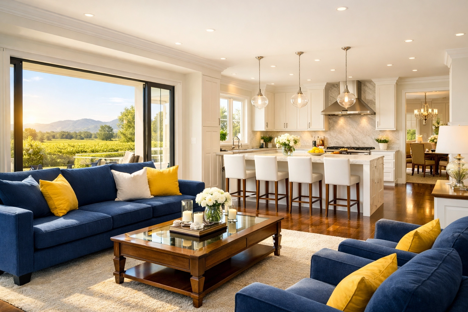 A sparkling luxury living room in Marlborough following a professional deep cleaning service.