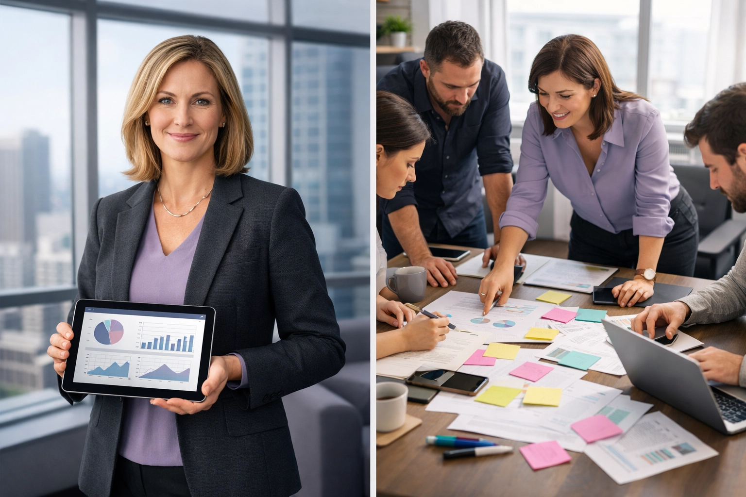 Fractional COO reviewing strategy vs Operations Manager coordinating daily team tasks