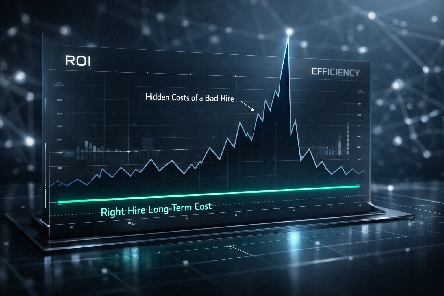 Comparison graph showing the financial ROI of a right hire versus the high cost of a bad hire.
