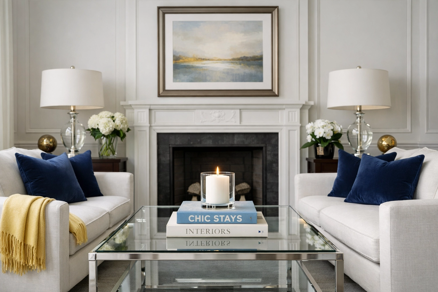 Clean and organized living room highlighting the work of Marblehead professional cleaners.