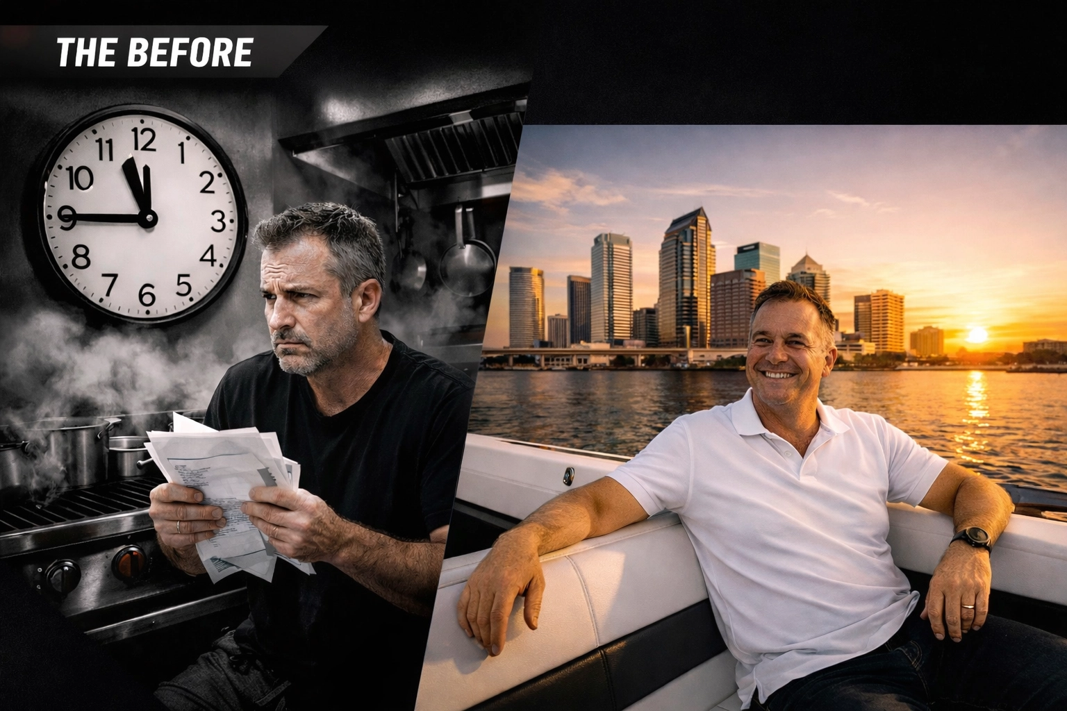 Tampa sports bar owner selling business and enjoying retirement on a boat in Tampa Bay.