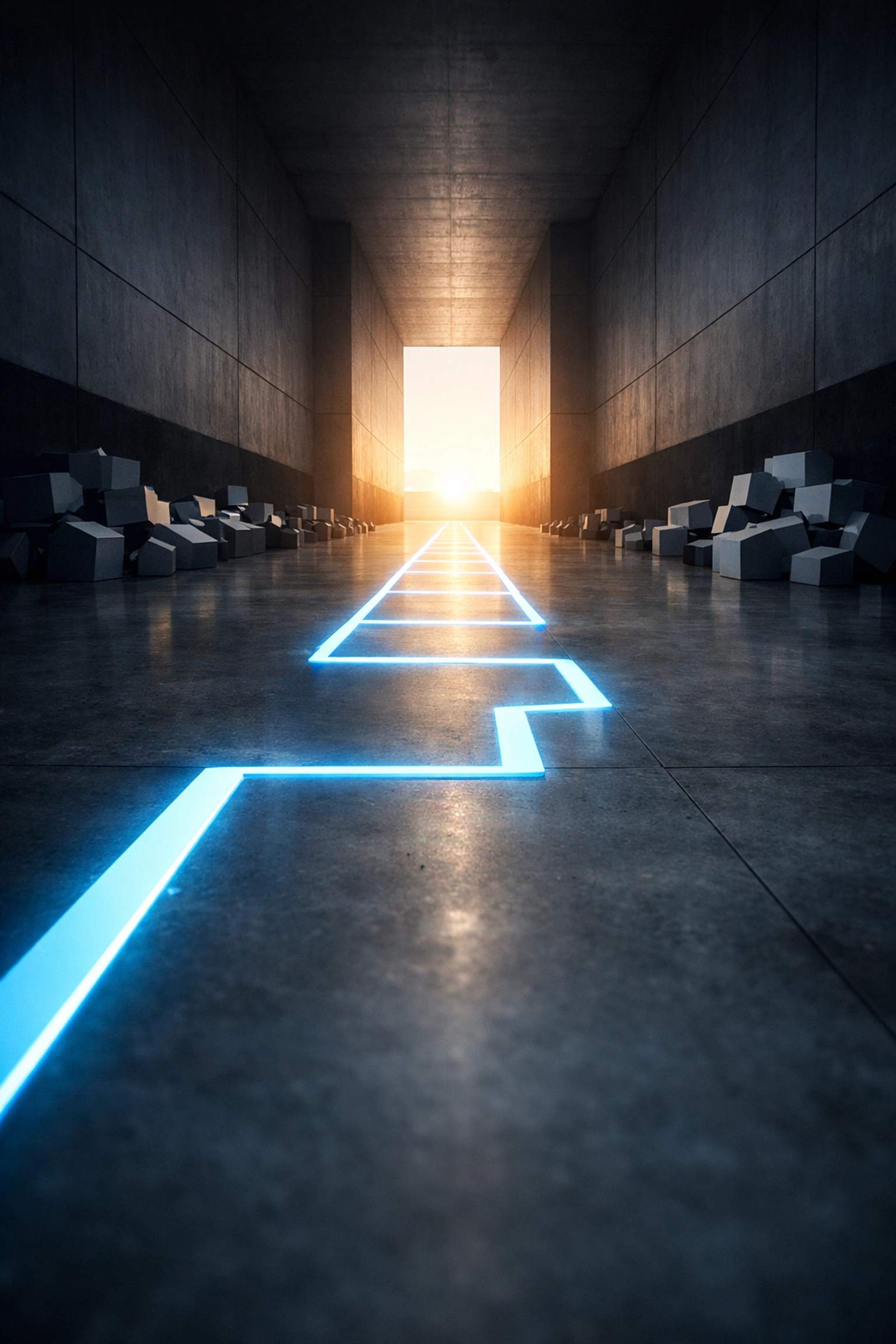 Glowing pathway roadmap symbolizing scalable operations and removing approval bottlenecks