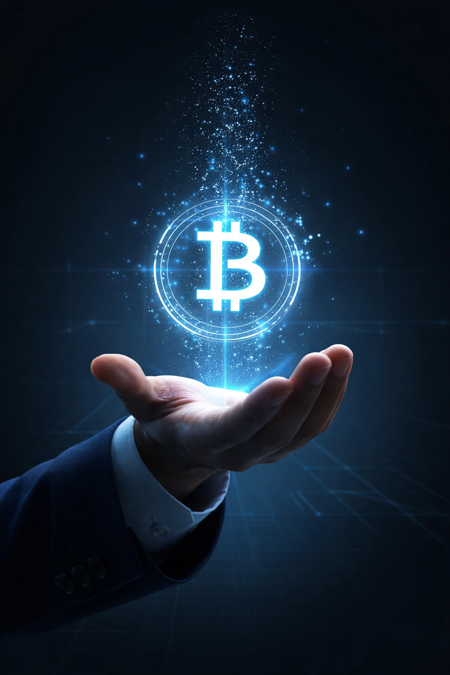 Business professional holding Bitcoin representing institutional crypto allocation in diversified portfolios