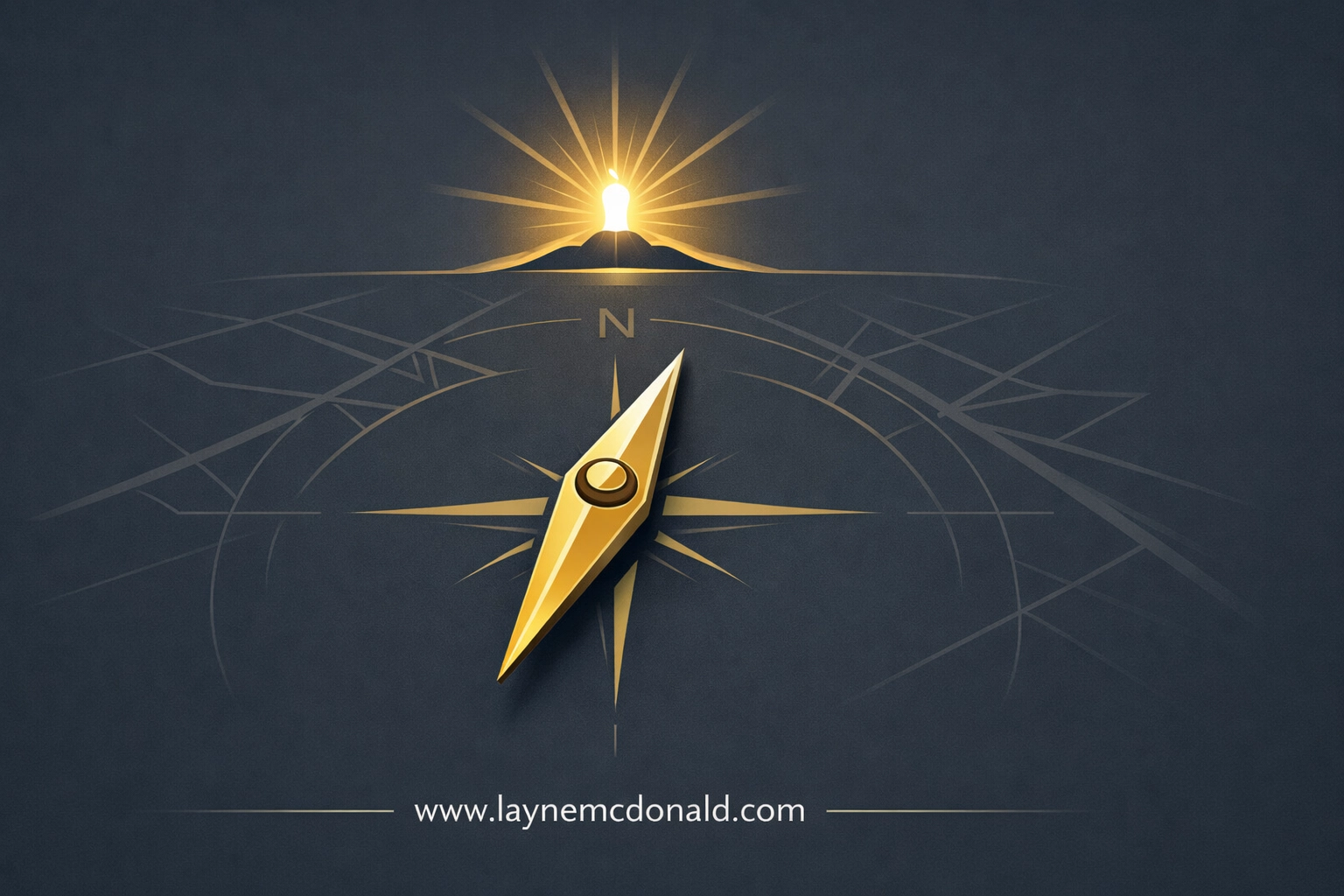 A golden compass needle guiding toward a beacon, illustrating strategic direction through media analytics.